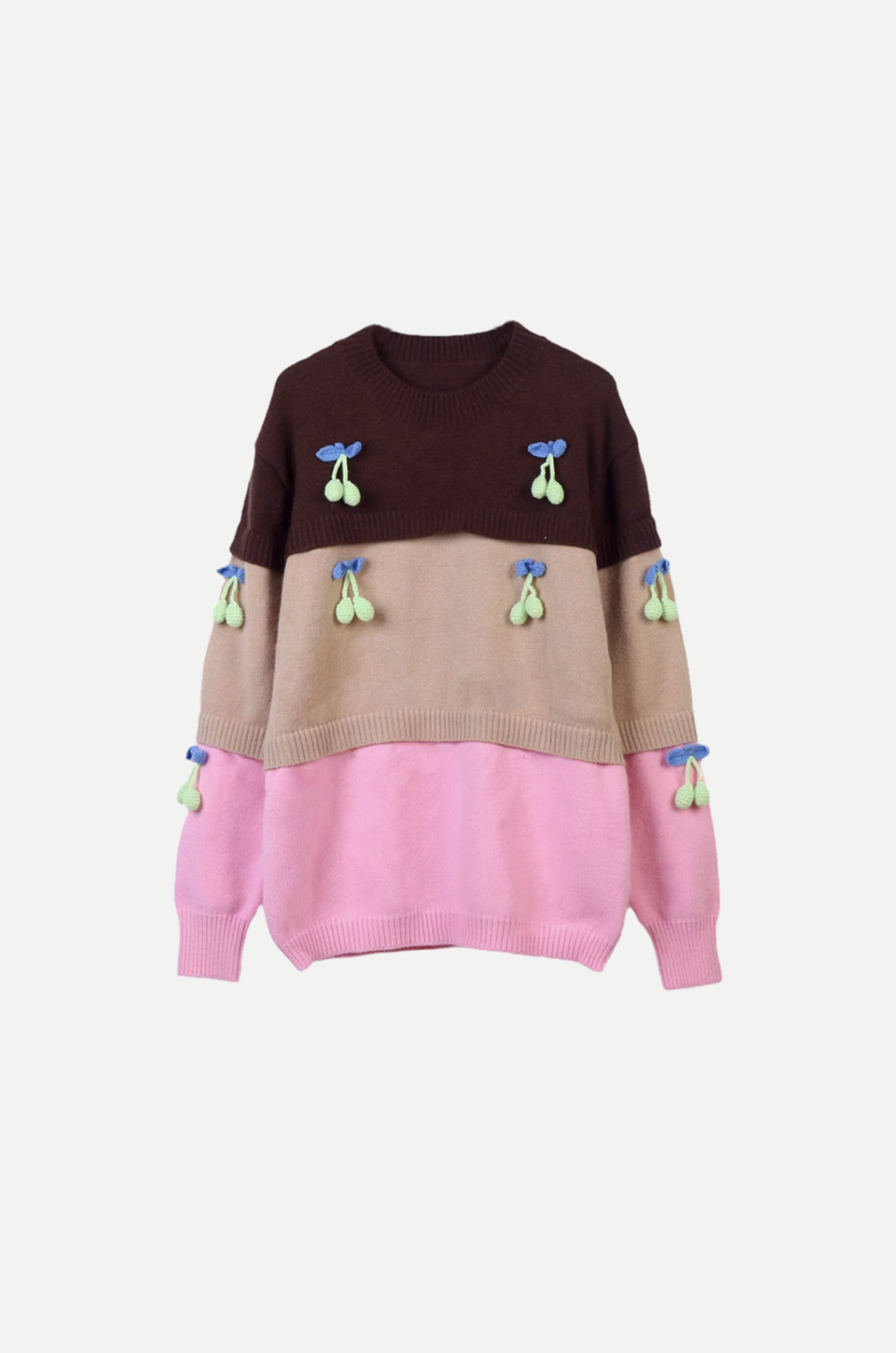 Cherry Deco Color Patch Sweater