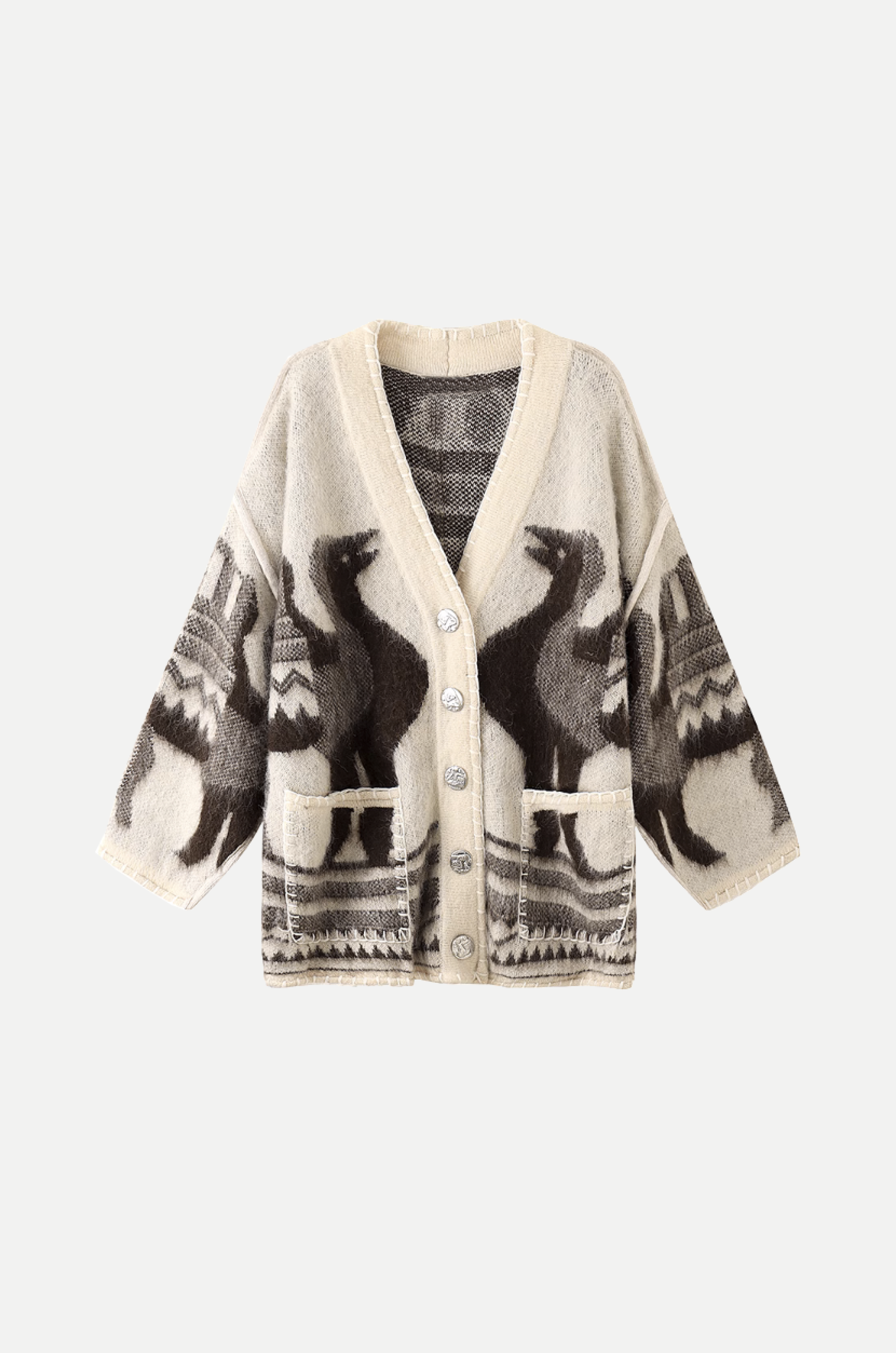 Exotic Pattern Jacquard Cardigan