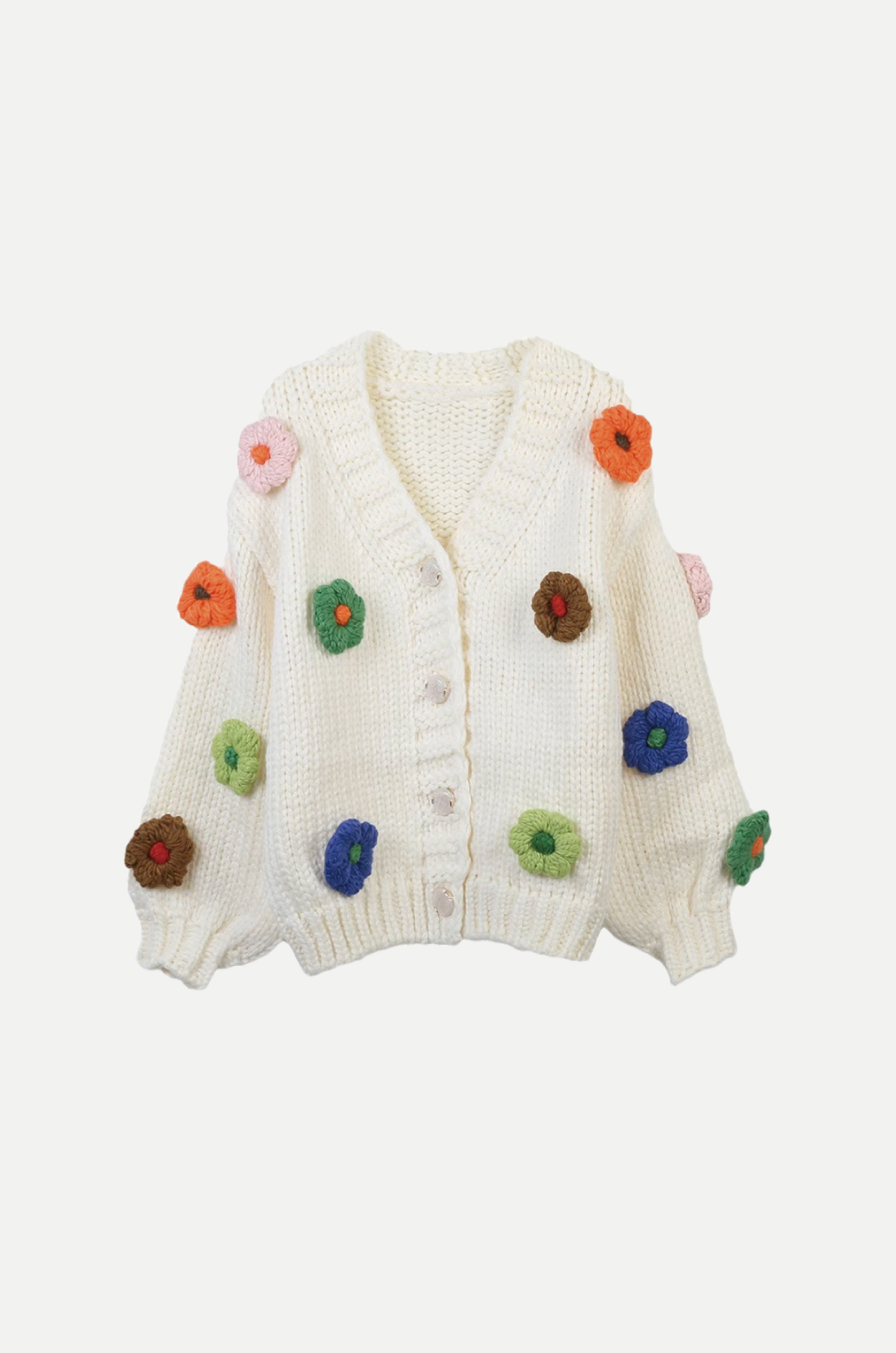 Handmade Flower Applique Cardigan