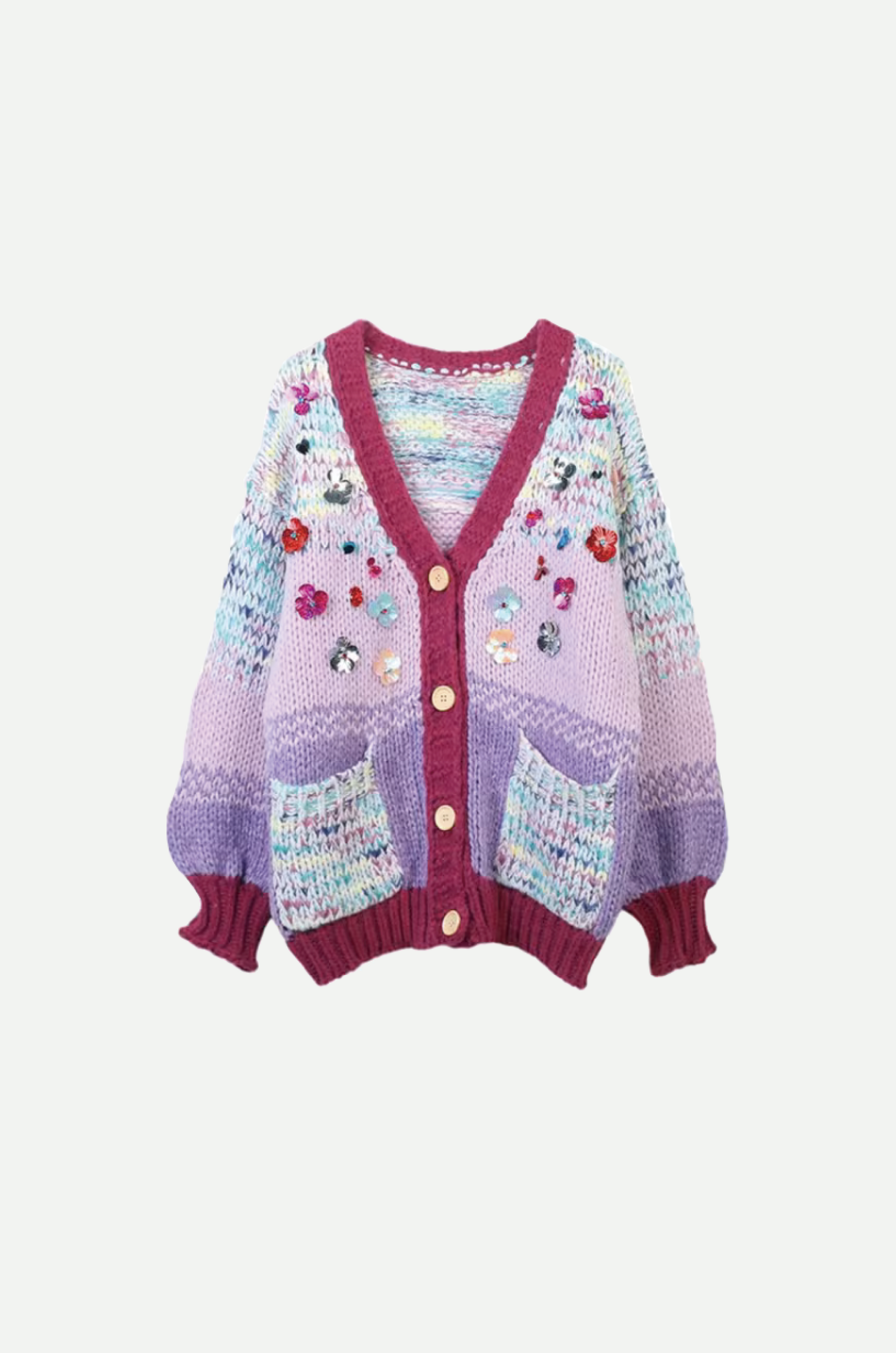 Handmade Flower Jeresy Cardigan