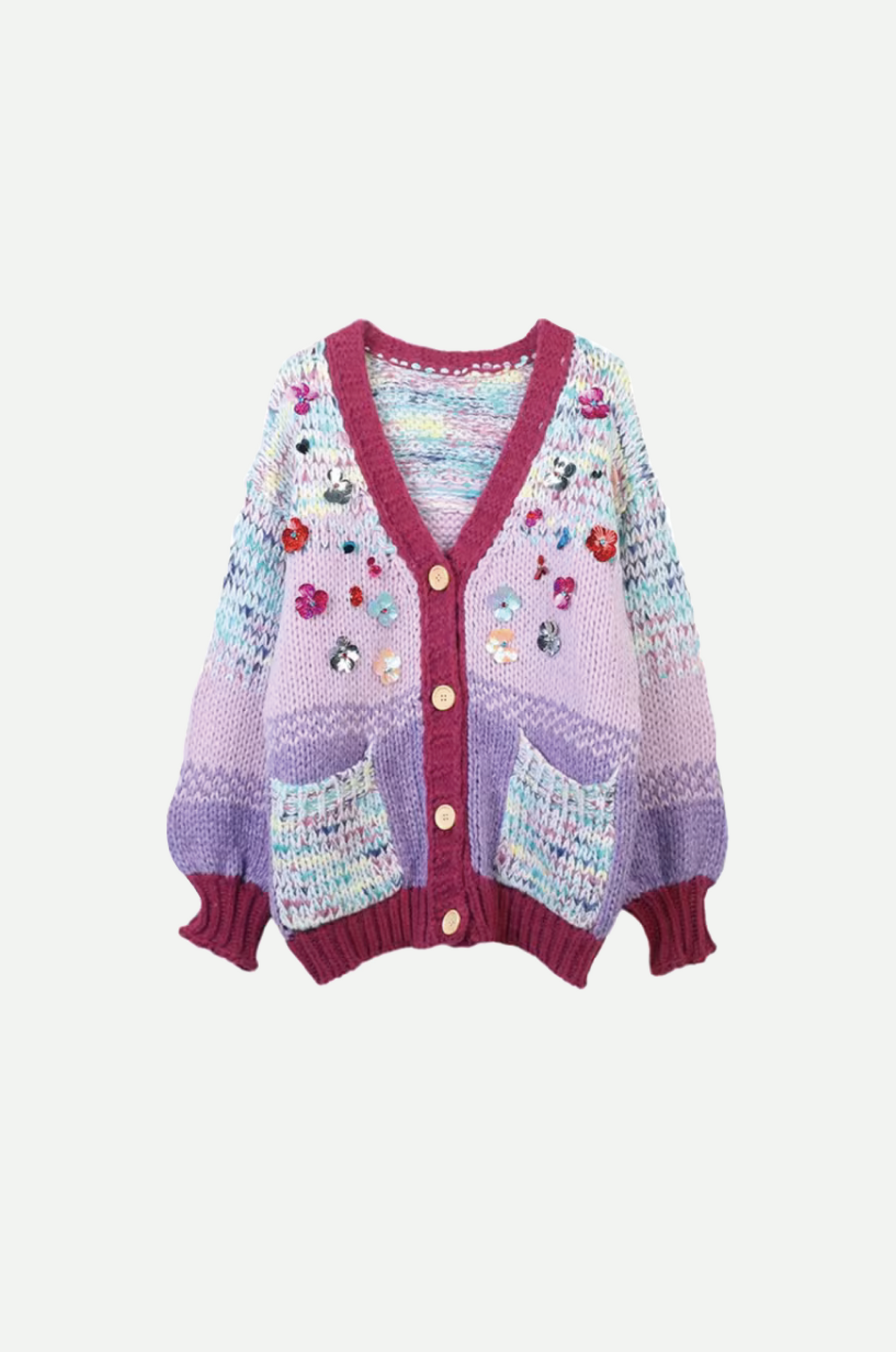 Handmade Flower Jeresy Cardigan