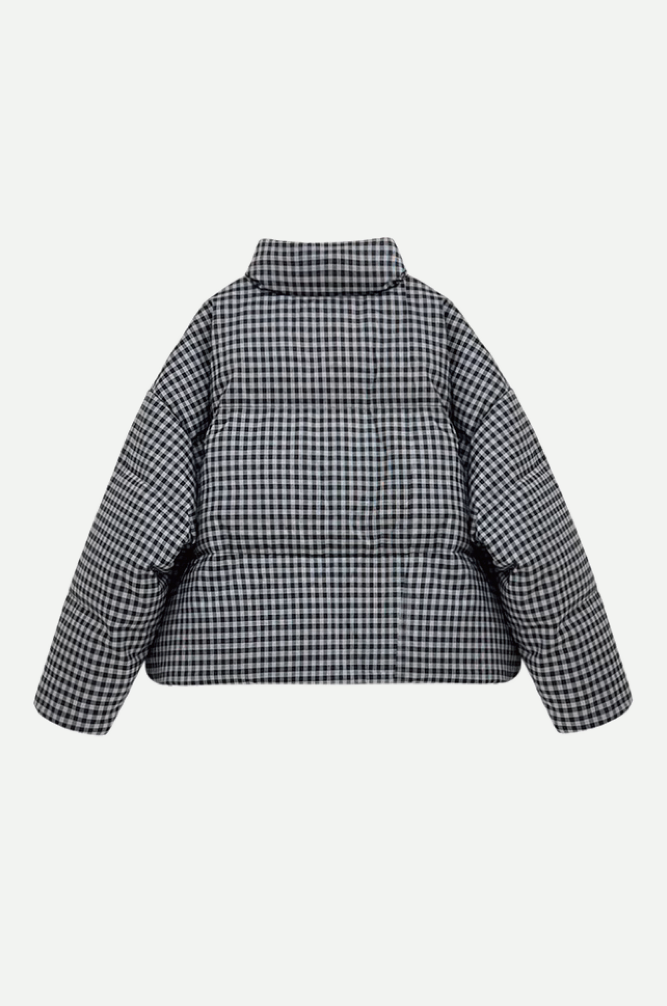 Check Plaid Cropped Duck Down Jacket