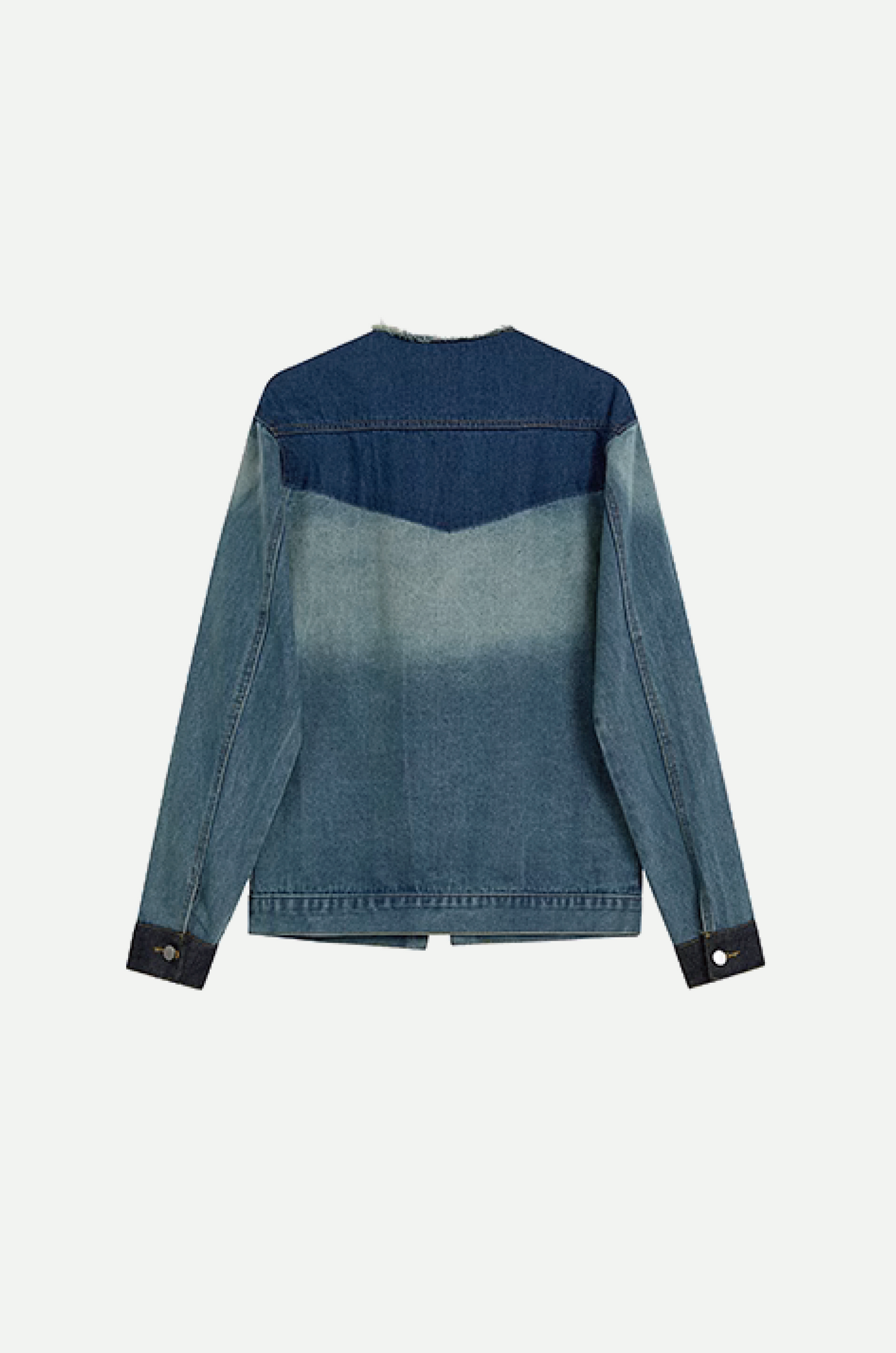 Fringe Collar Washed Denim Jacket