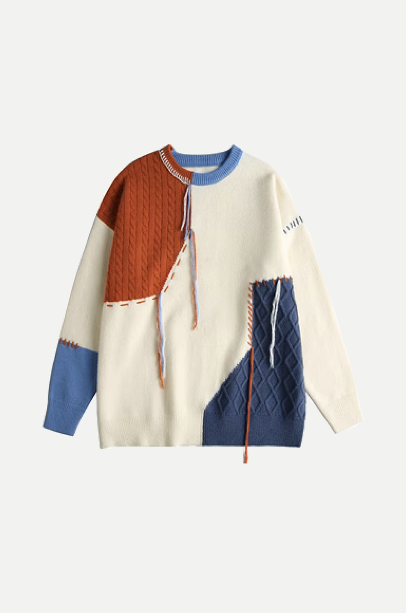 Cable Color Block Patch Sweater