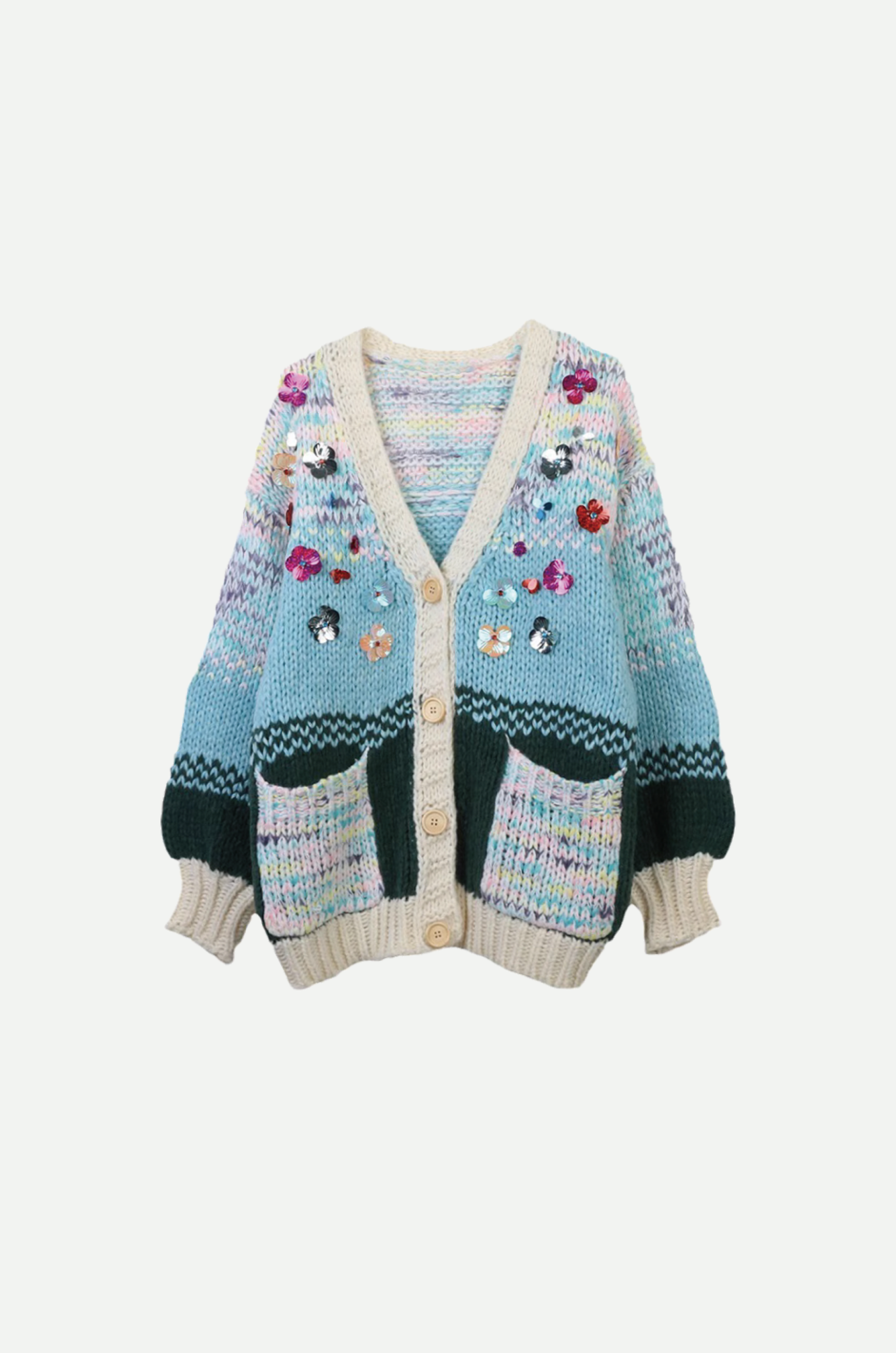 Handmade Flower Jeresy Cardigan