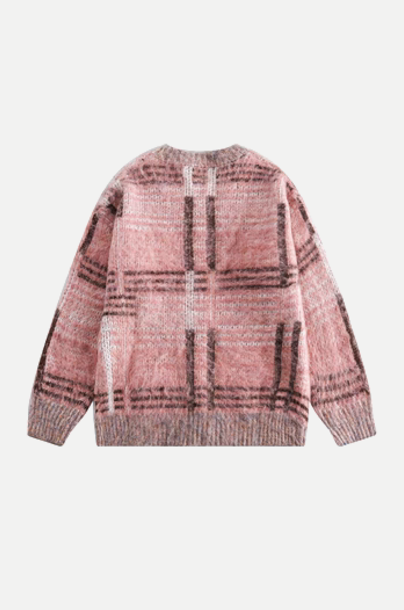 Fluffy Mohair Plaid Cardigan