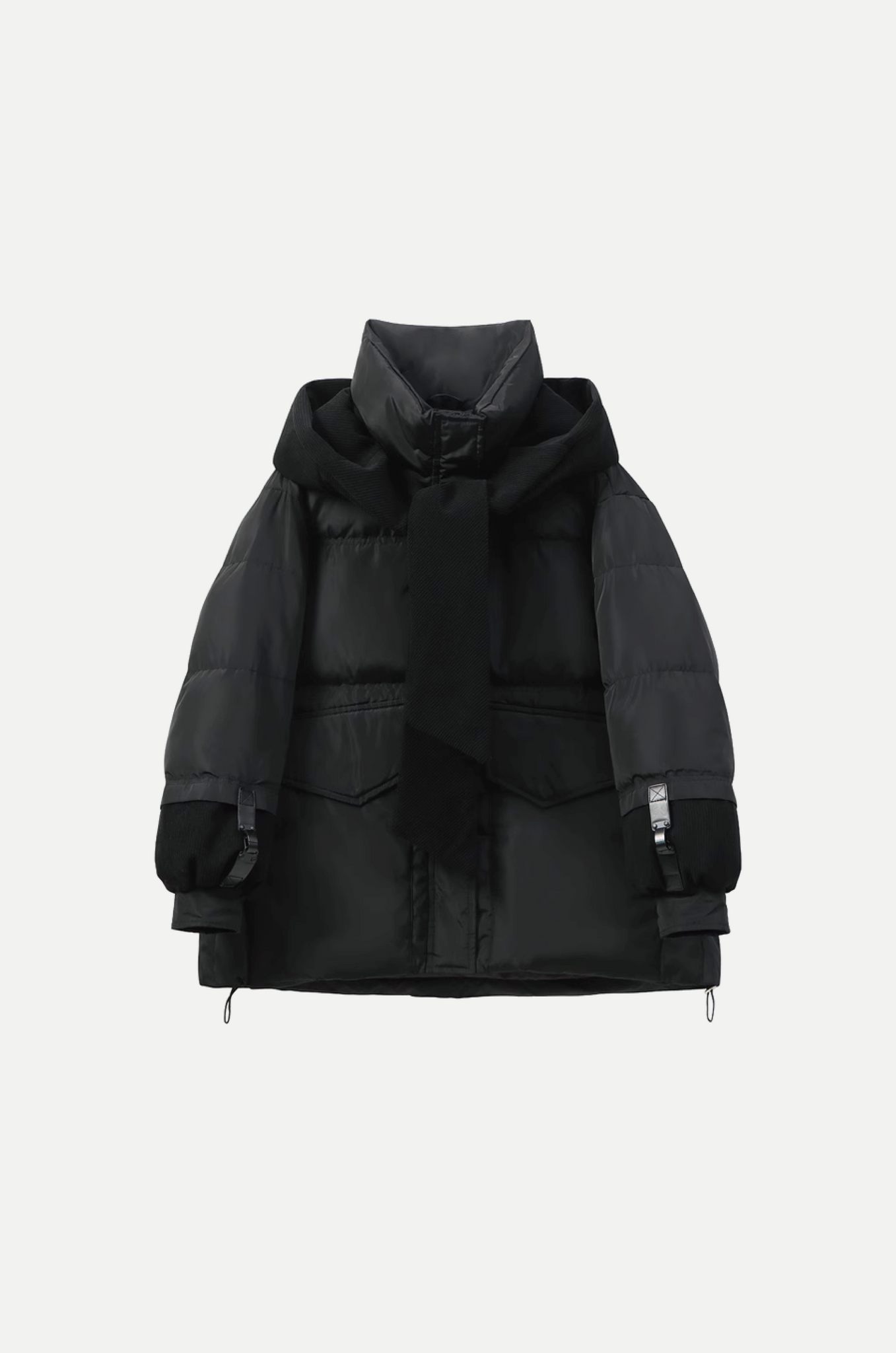 Corduroy Cap Stitching Puff Duck Down Coat
