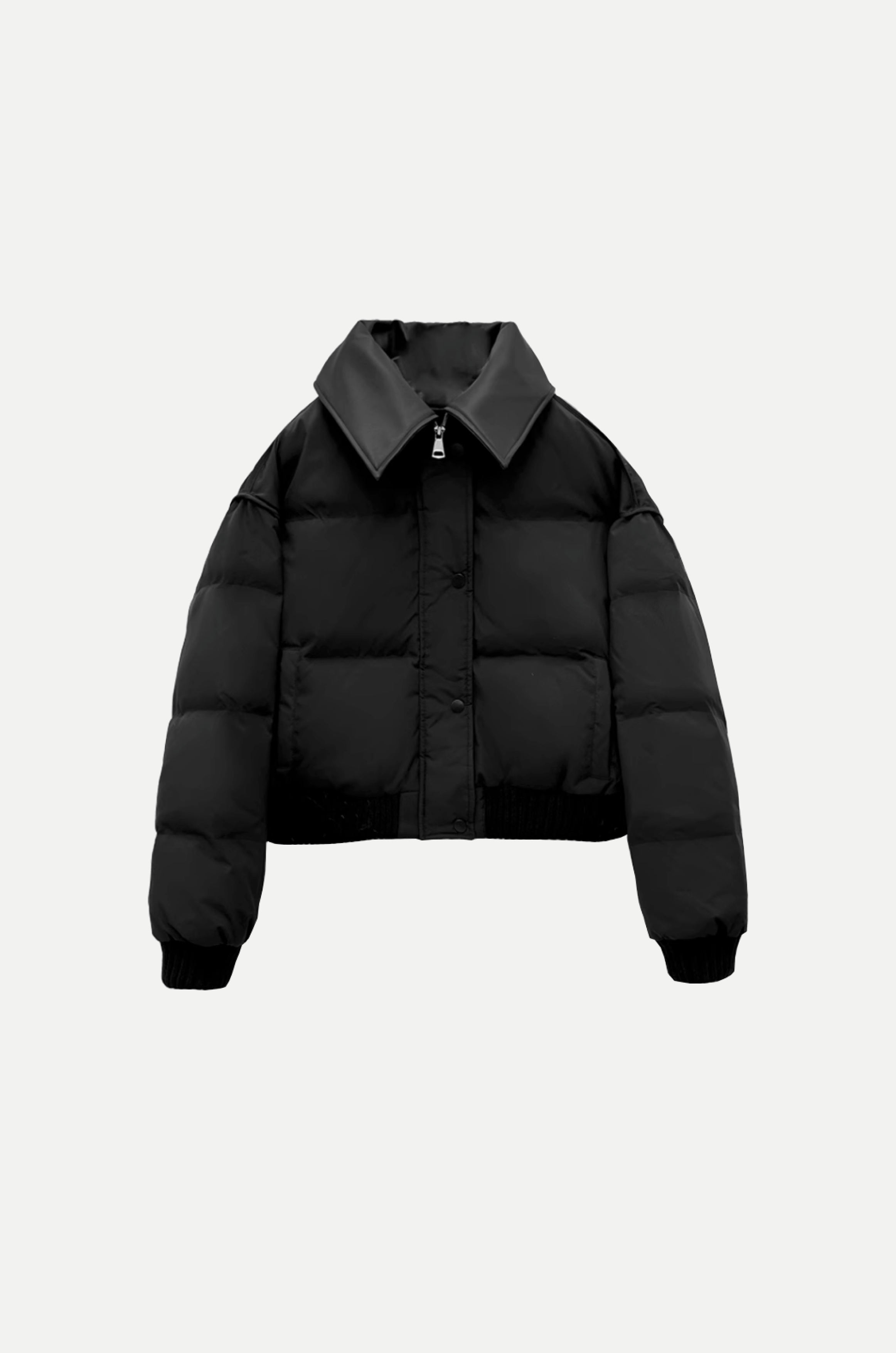 PU Collar Duck Down Short Jacket