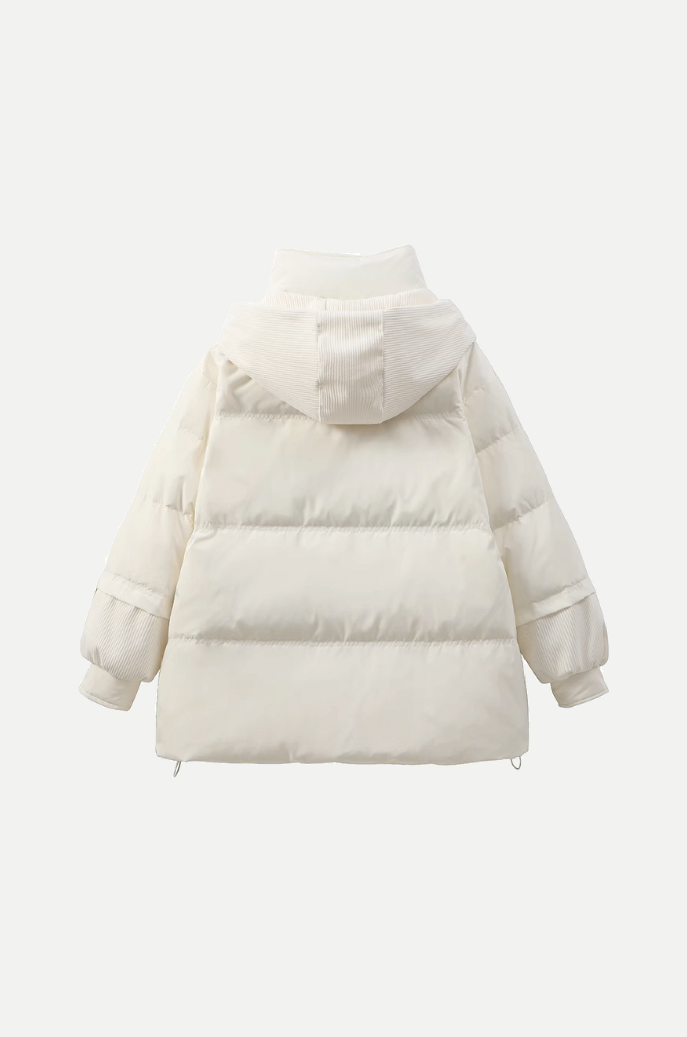 Corduroy Cap Stitching Puff Duck Down Coat