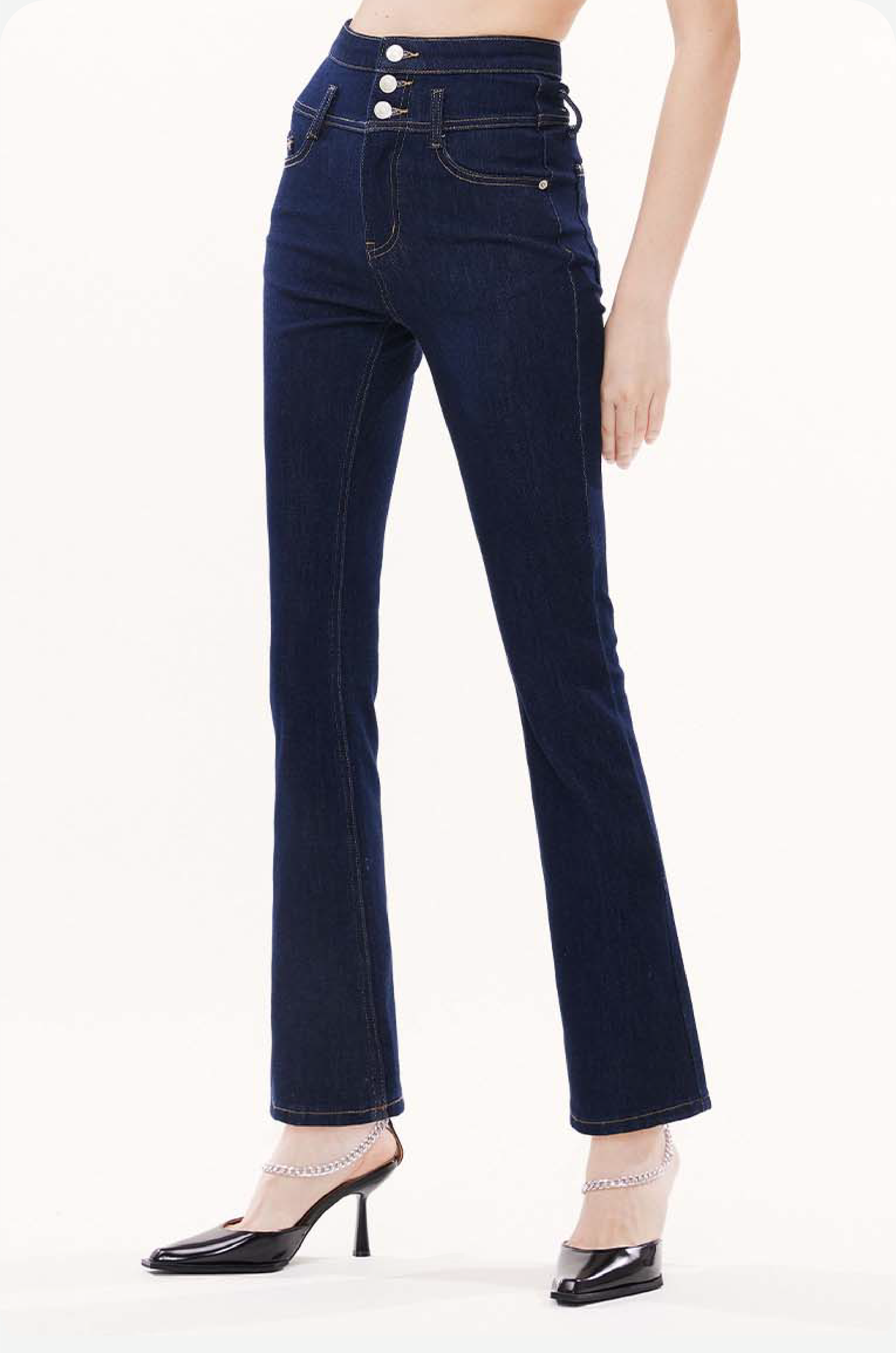High-waisted Vintage Stretch Flared Jeans