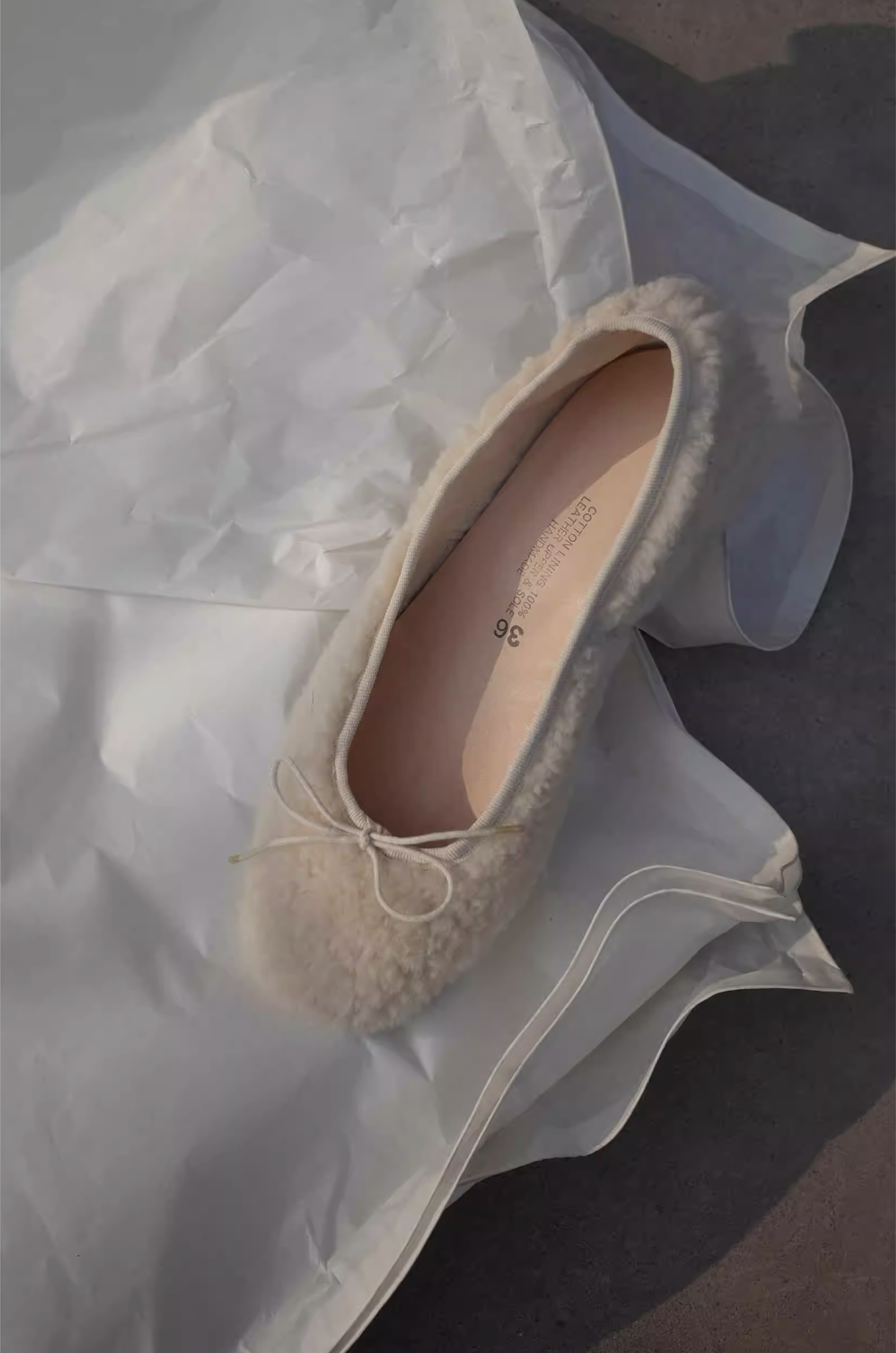 Craftsman Made Natural Goat Fur Ballet Shoes(Ivory)