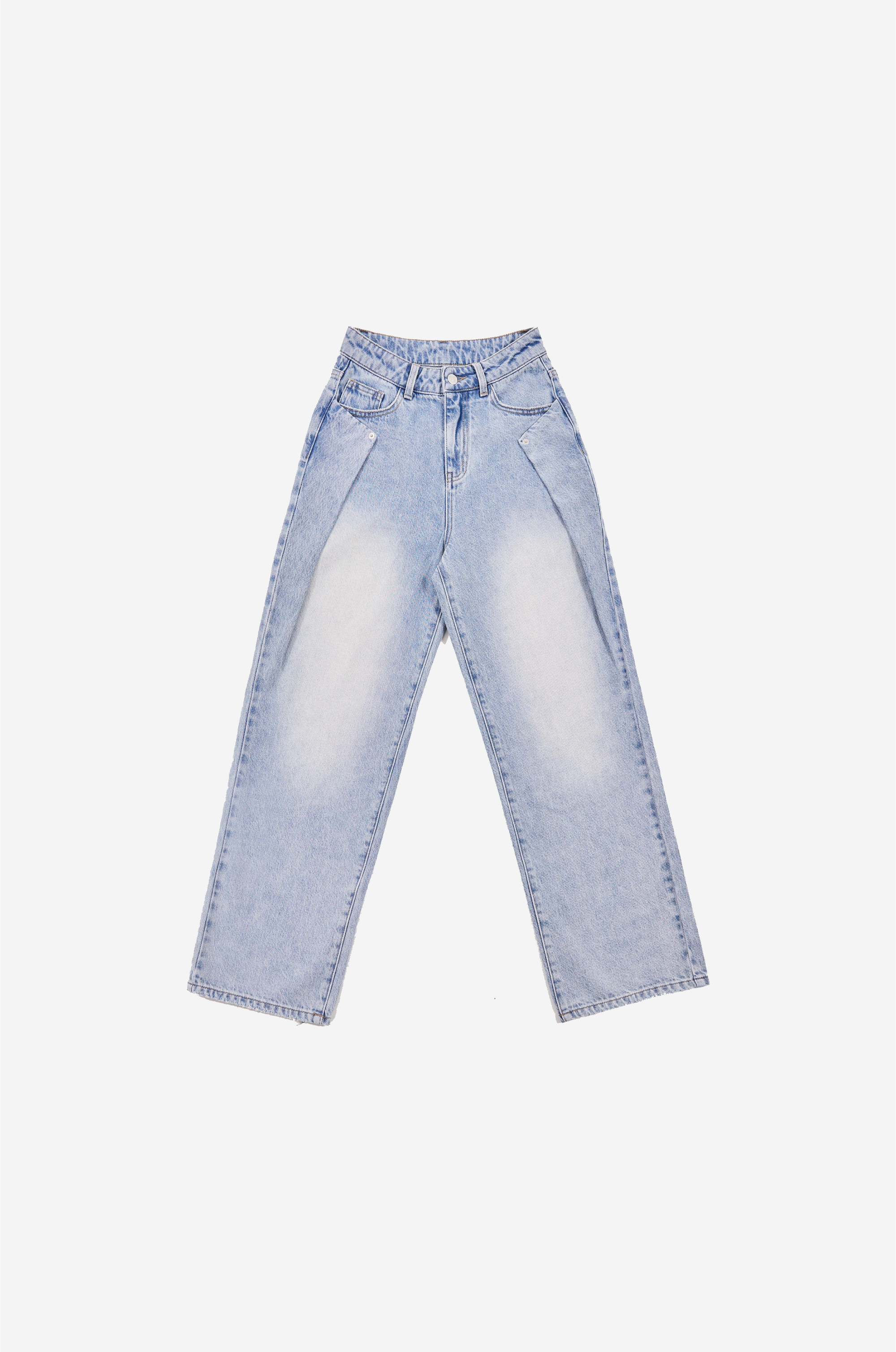 Straight Cut Jeans With Side Seam Design