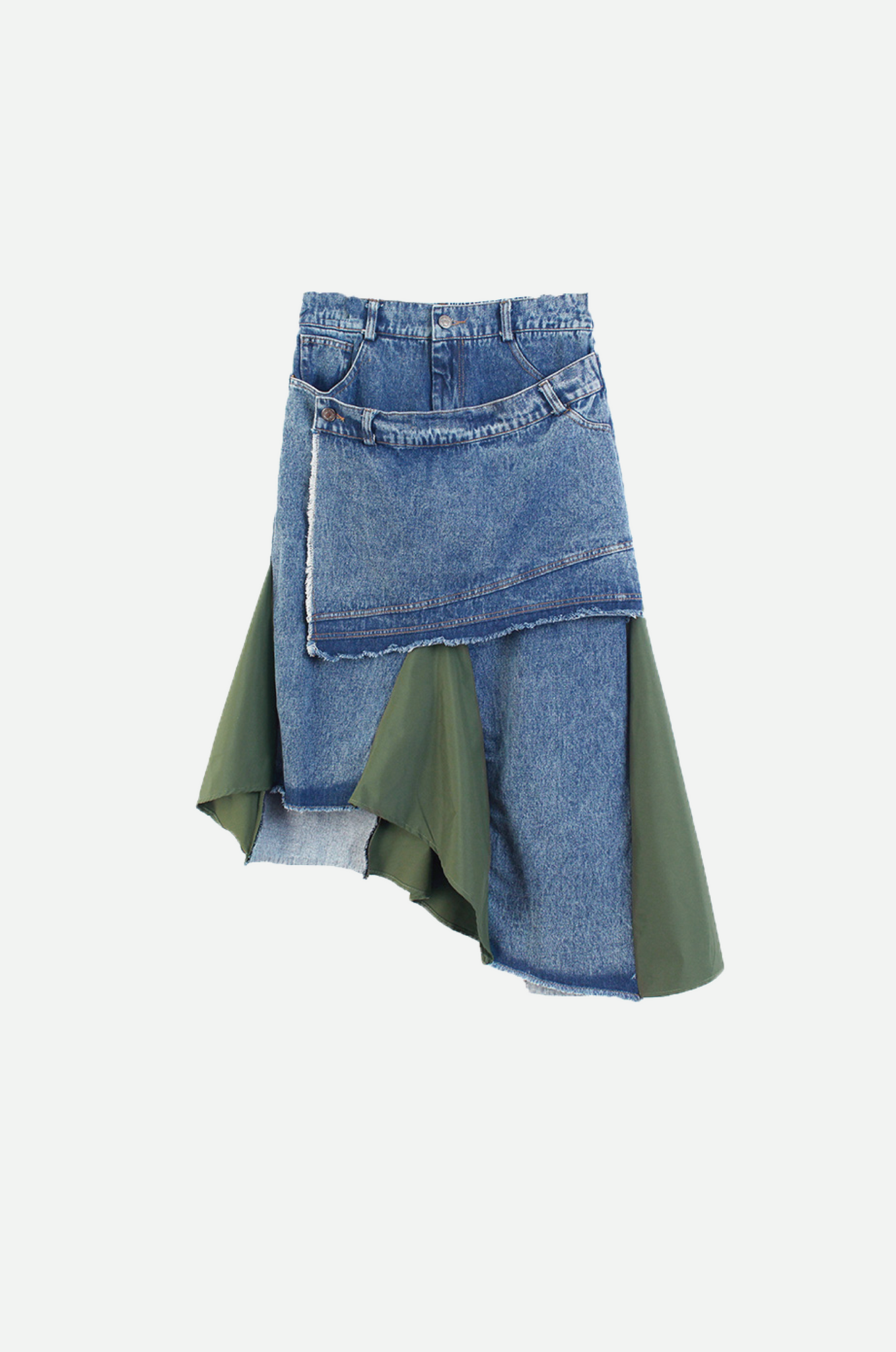 Asymmetry Denim Patch Skirt