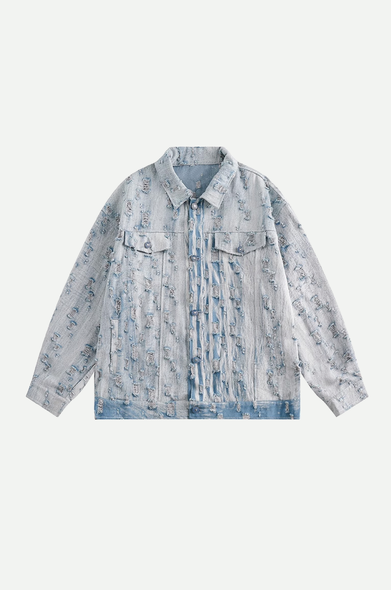 Broken Design Washed Denim Jacket
