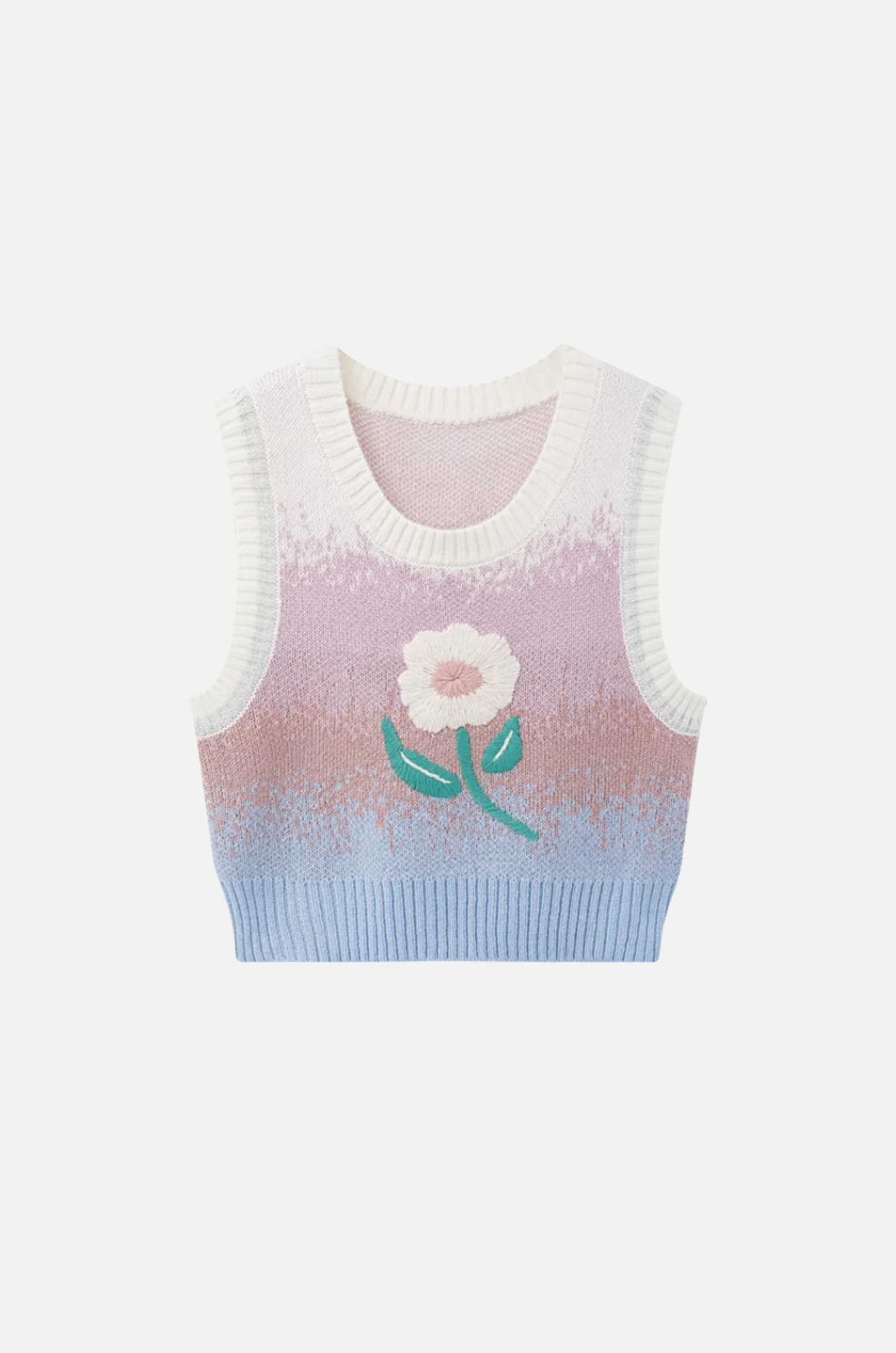 Pastel Color Flower Embroidery Vest