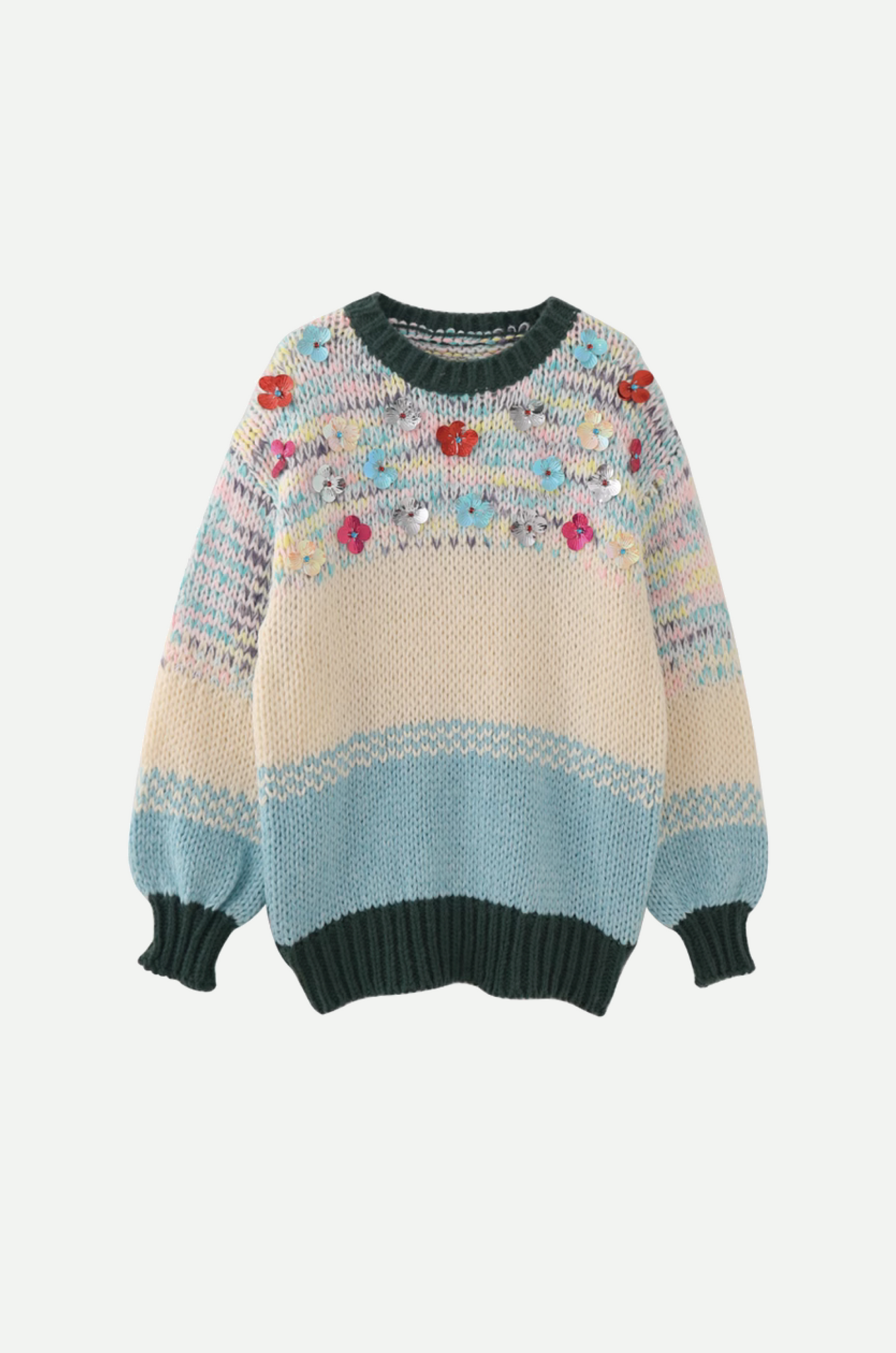 Handmade Flower Jeresy Sweater