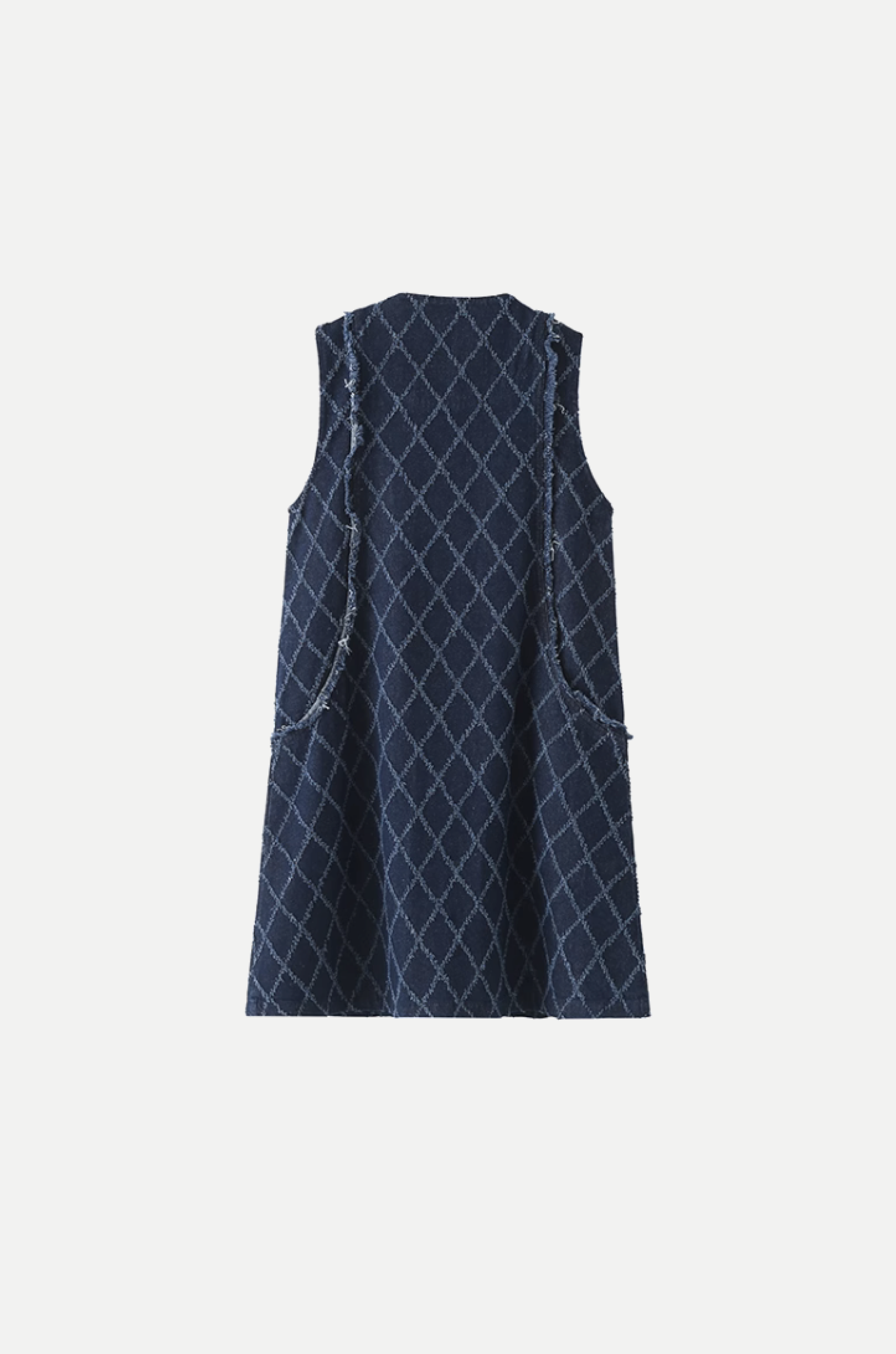 Diamond Grid Denim Vest Dress