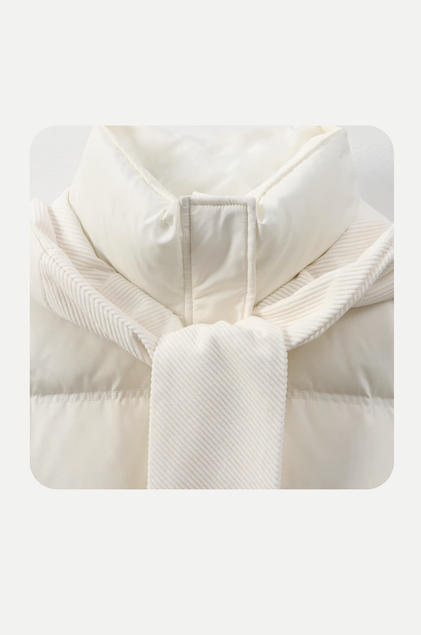 Corduroy Cap Stitching Puff Duck Down Coat