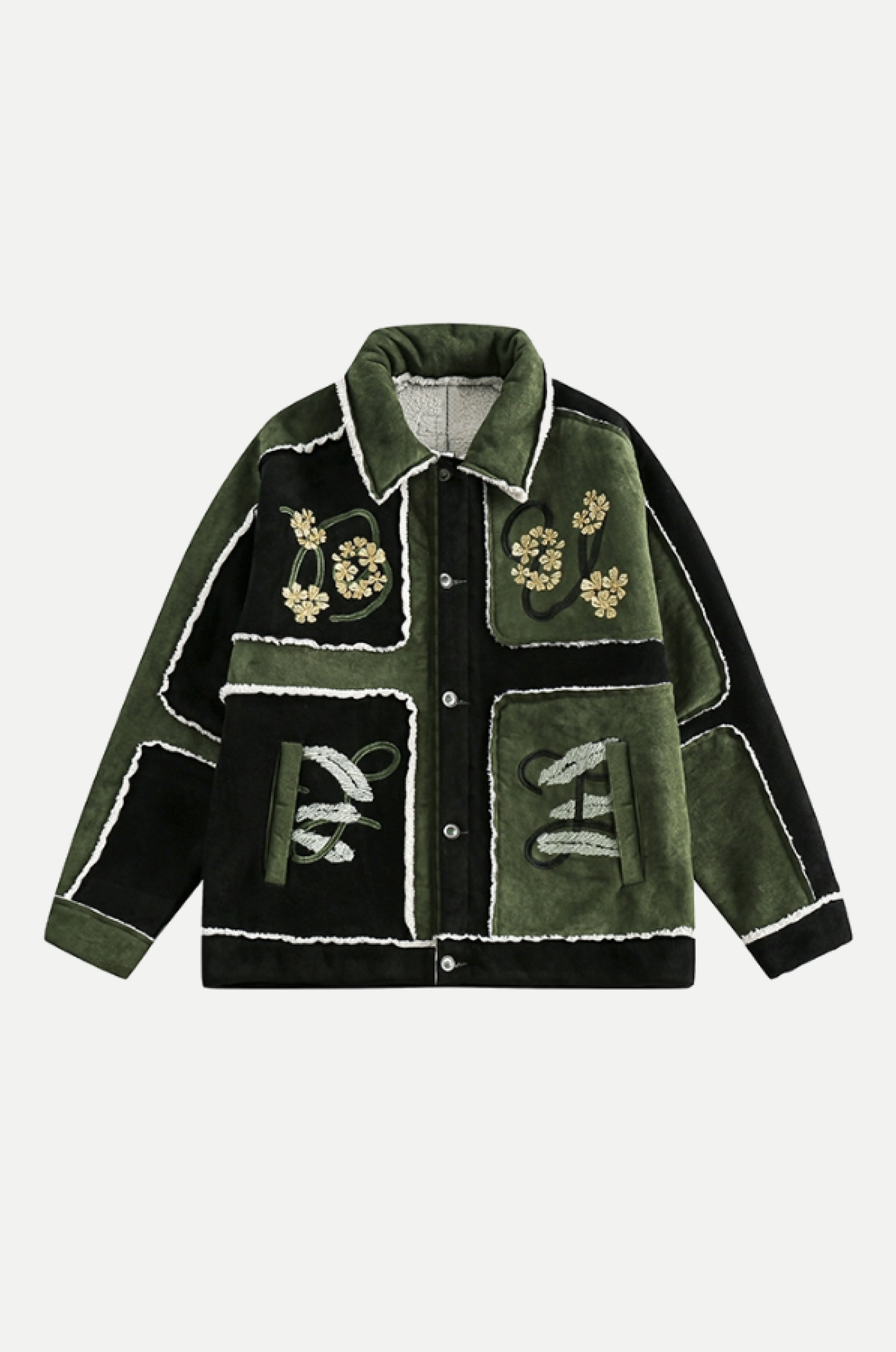 Moss Green Stitching Fur Jacket