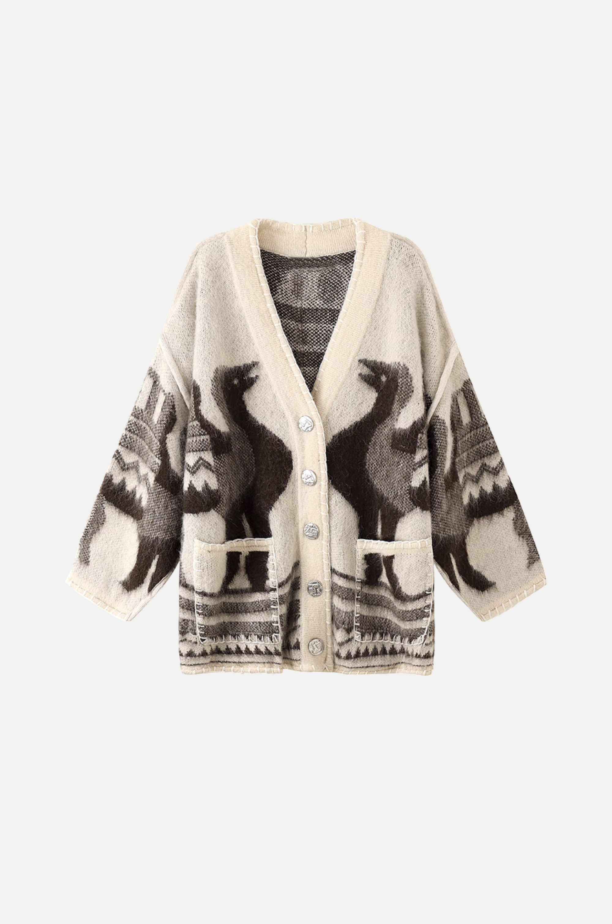 Exotic Pattern Jacquard Cardigan
