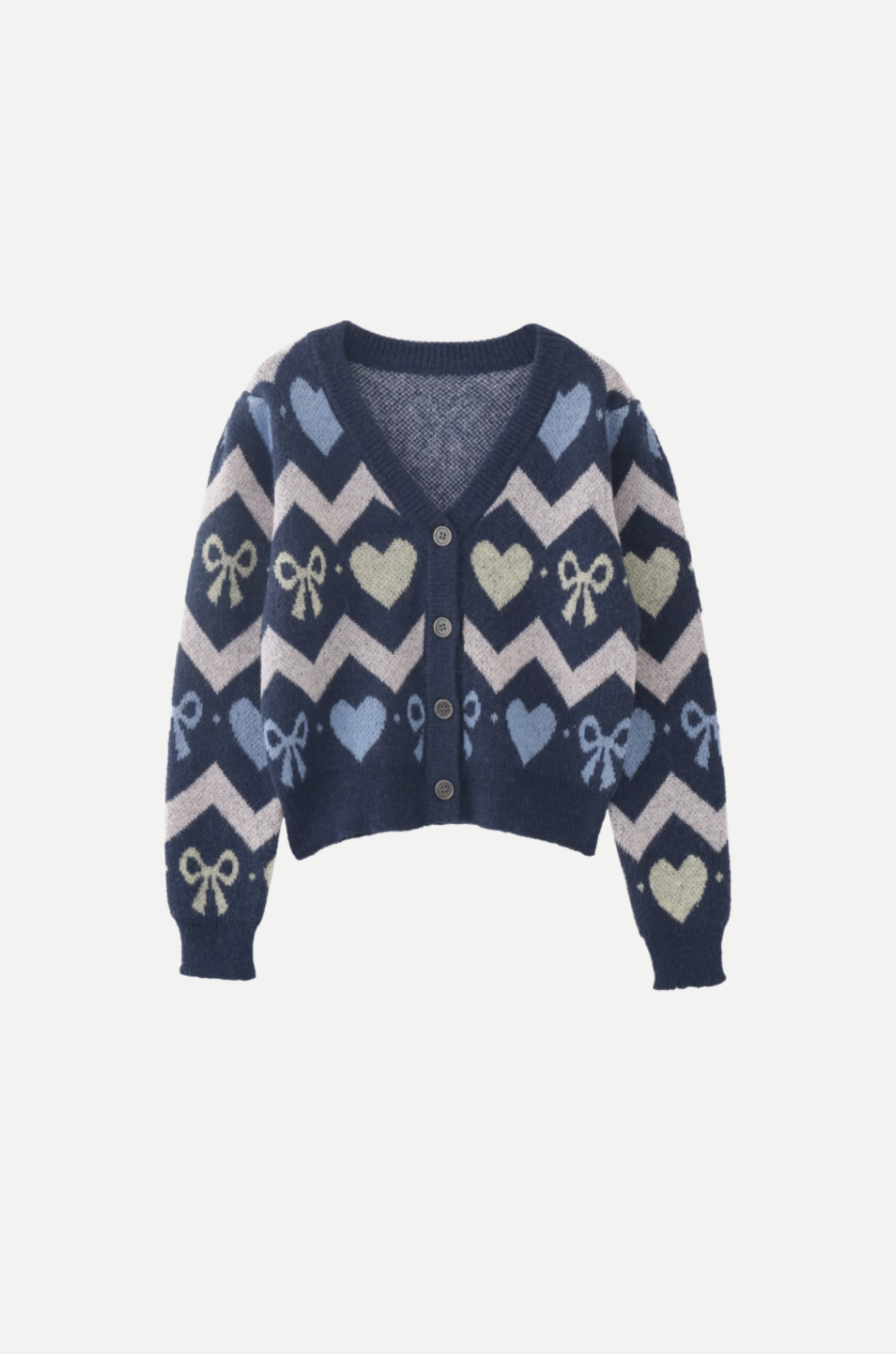 Heart & Ribbon Jacquard Cardigan