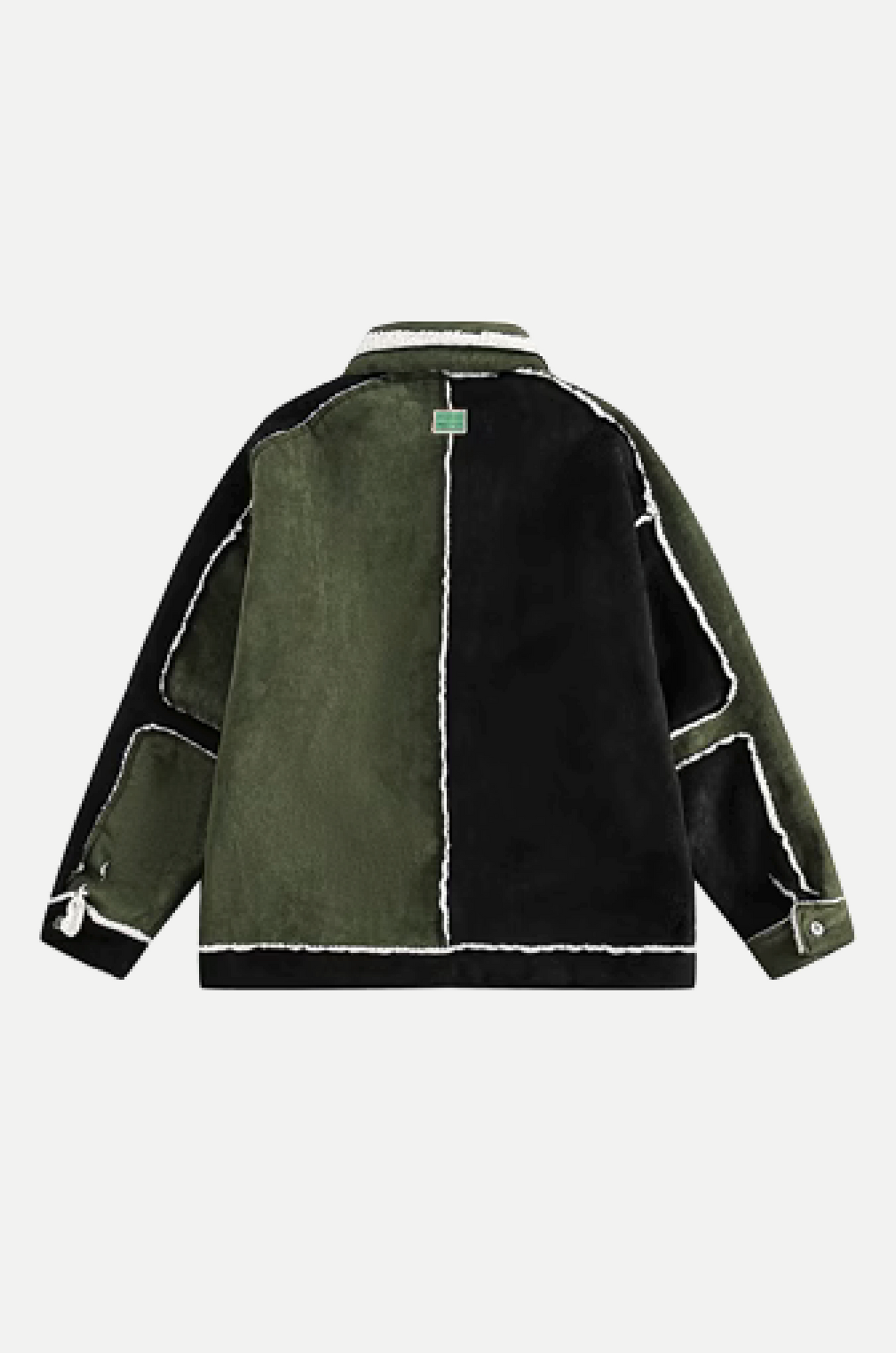 Moss Green Stitching Fur Jacket