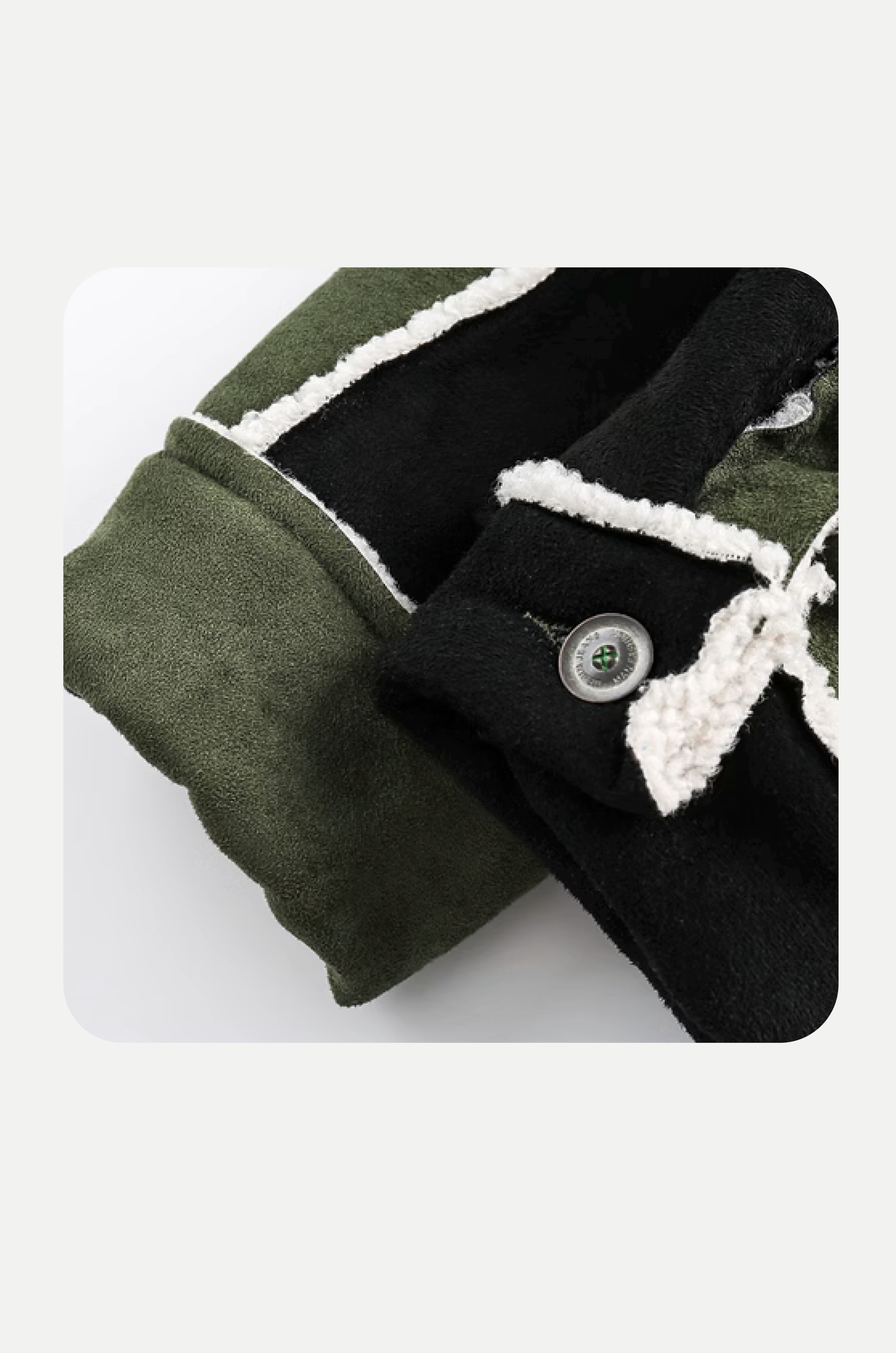 Moss Green Stitching Fur Jacket