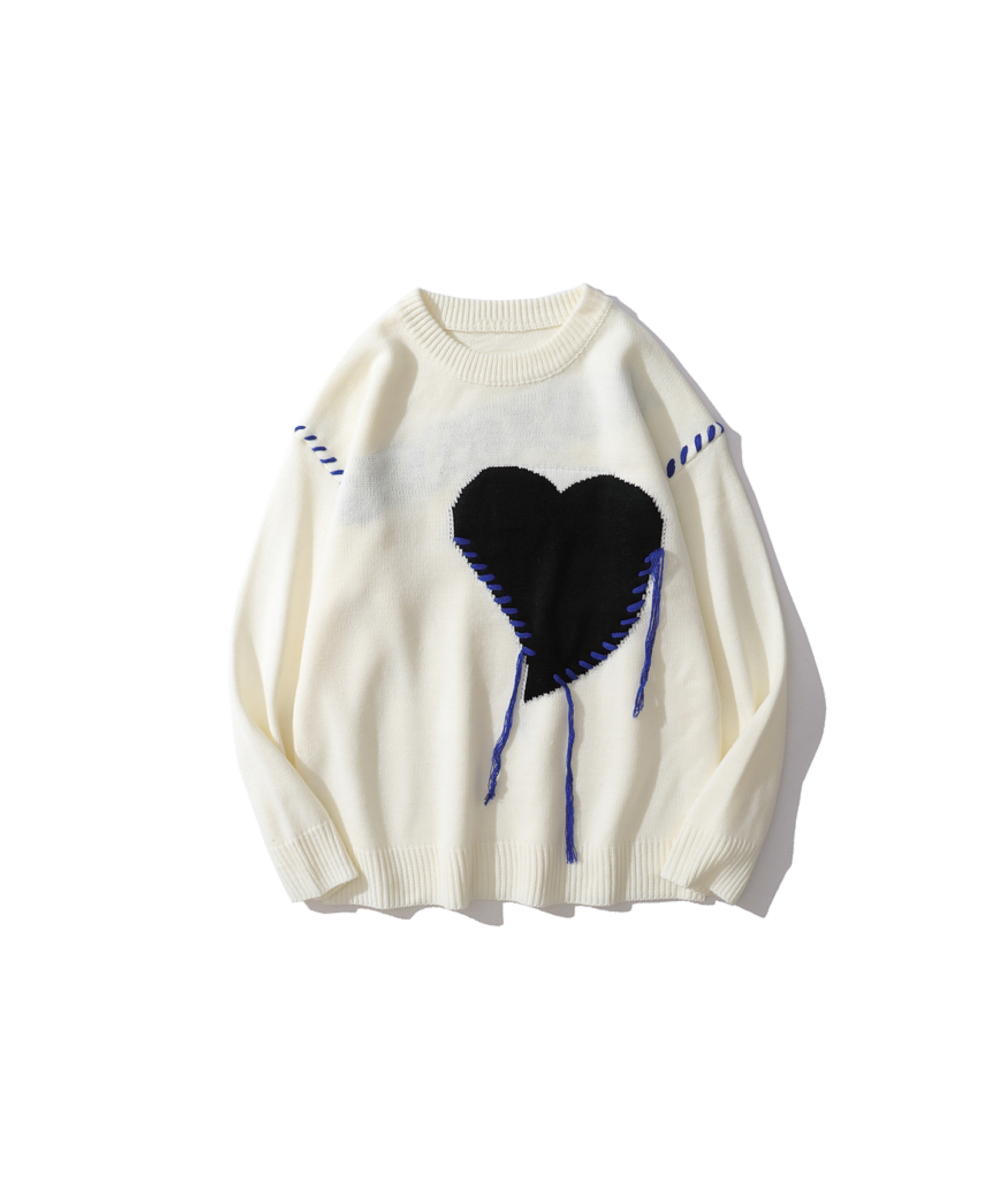 Heart Motif  Patchwork Sweater
