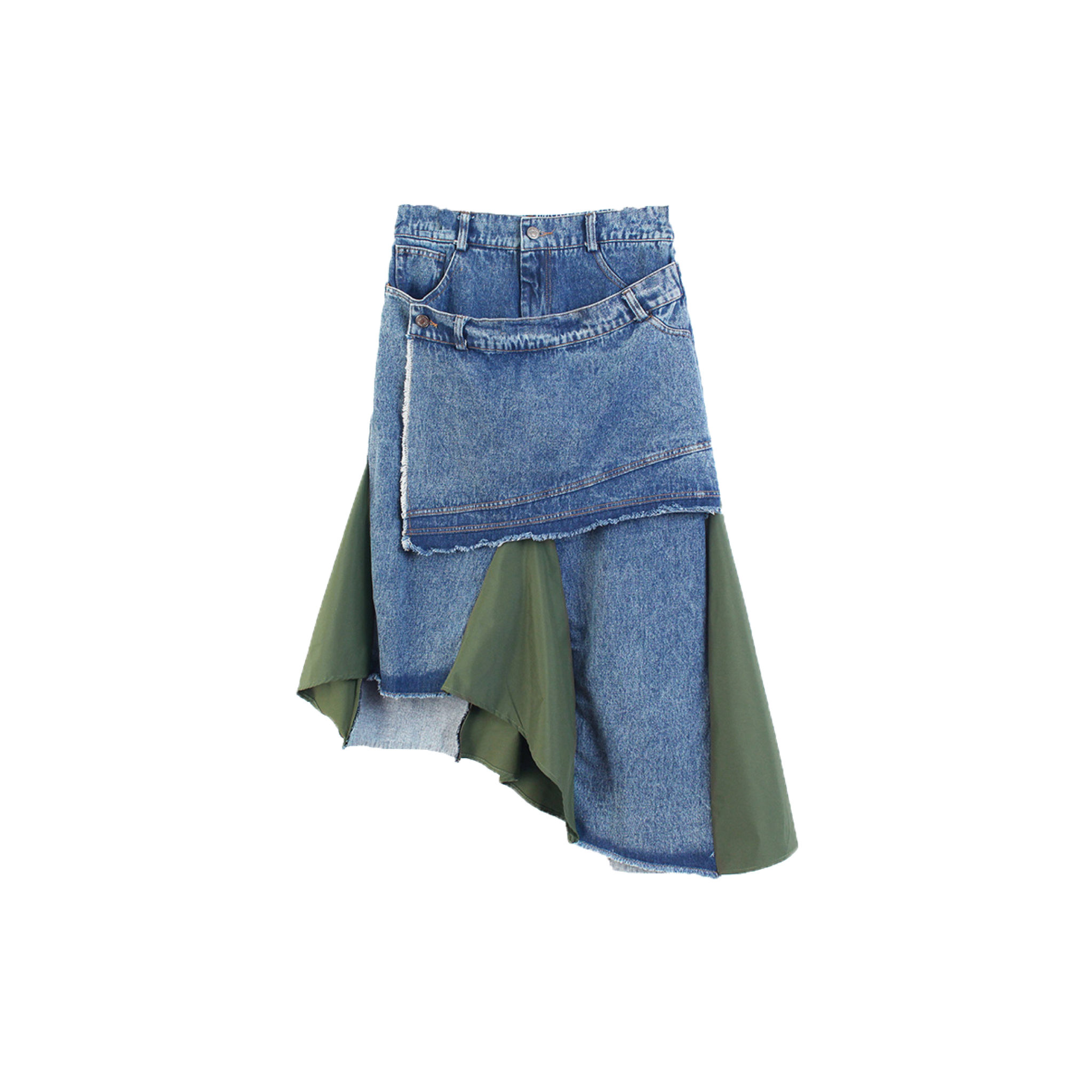 Asymmetry Denim Patch Skirt