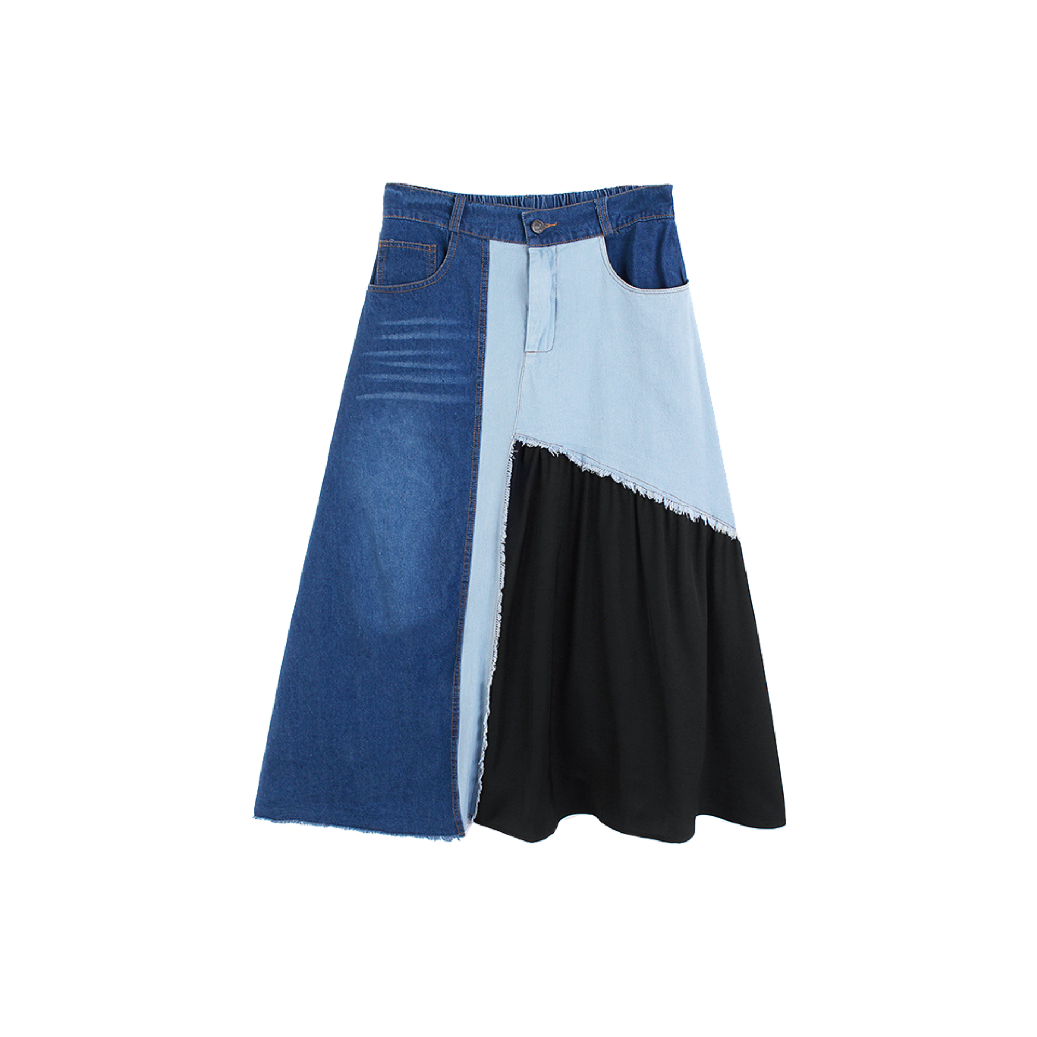 Cloth Patch Denim Skirt