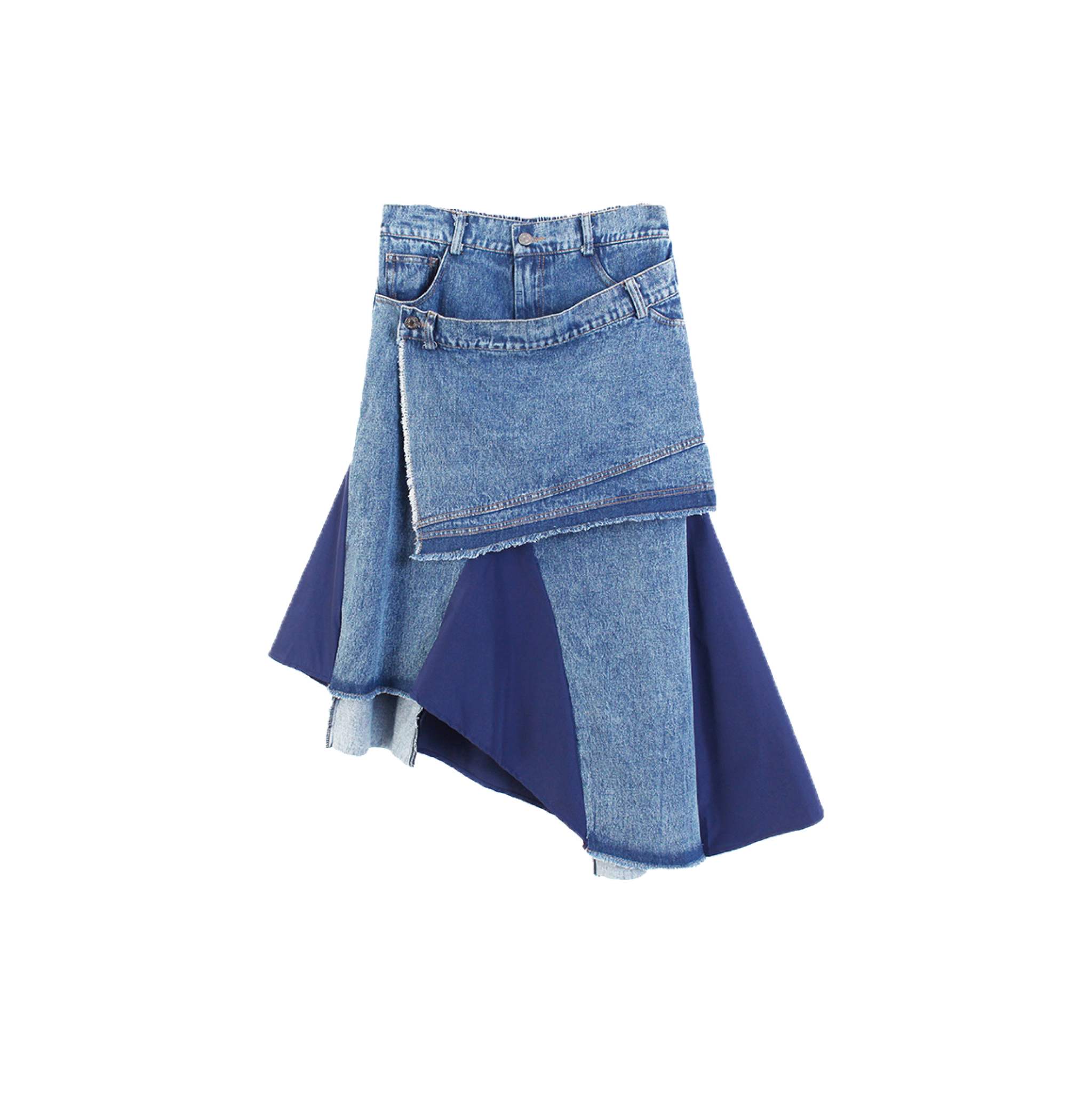 Asymmetry Denim Patch Skirt