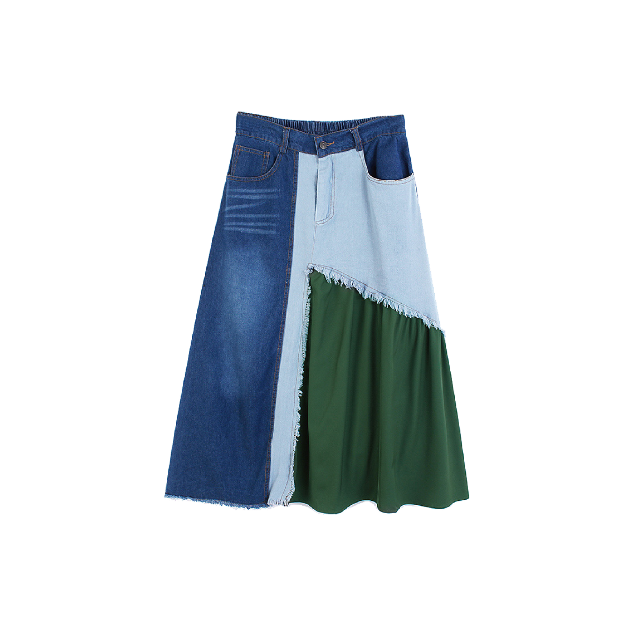 Cloth Patch Denim Skirt