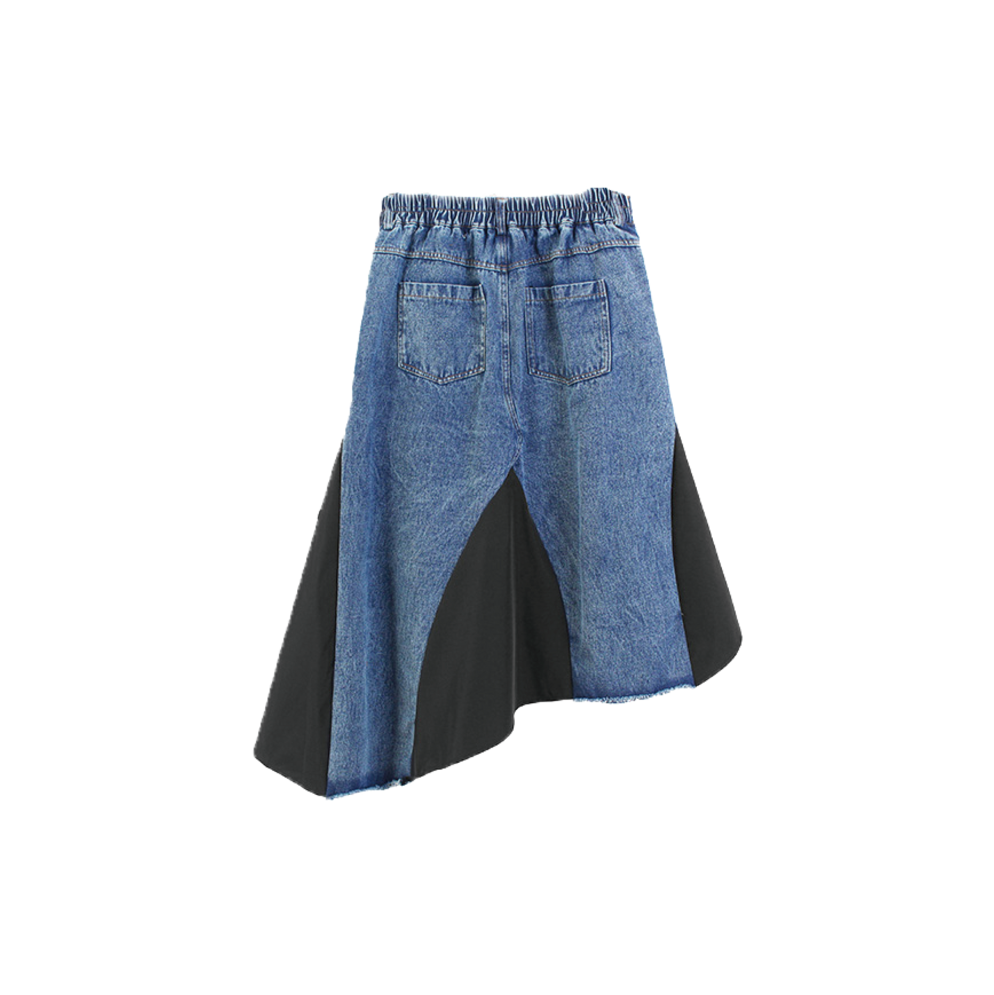 Asymmetry Denim Patch Skirt