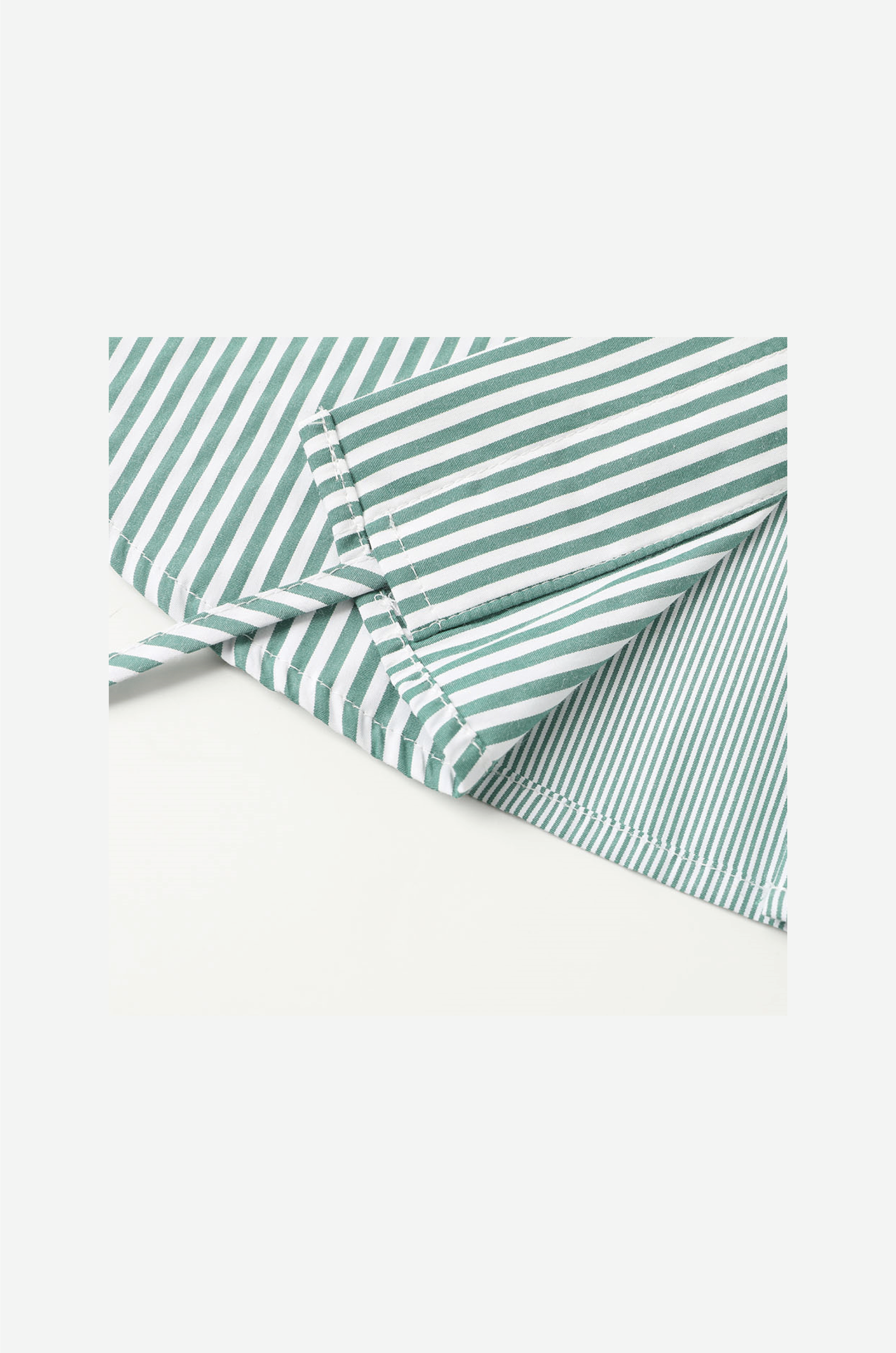 Green Striped Drawstring Shirt