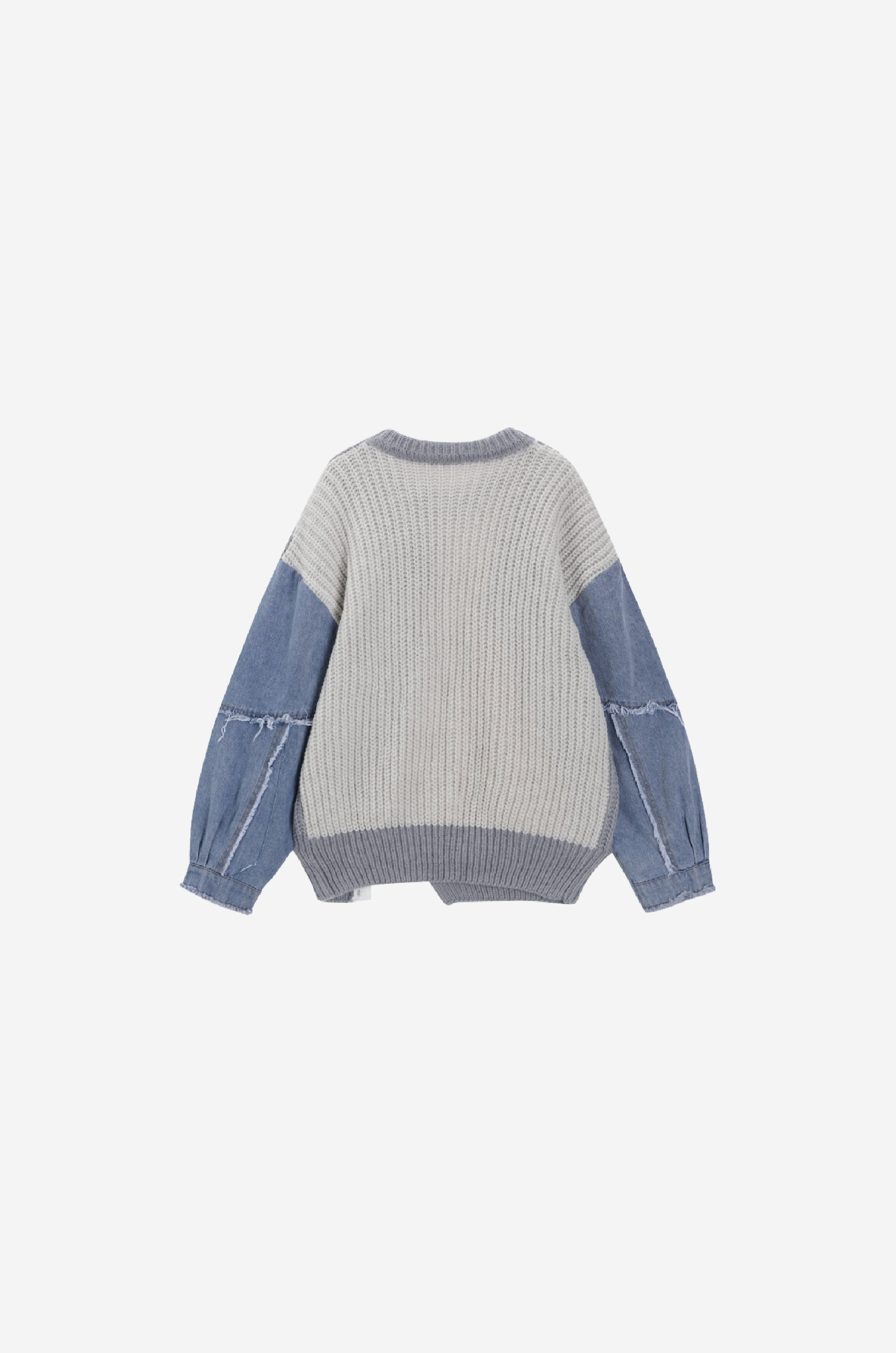 Denim Patchwork Pullover Sweater