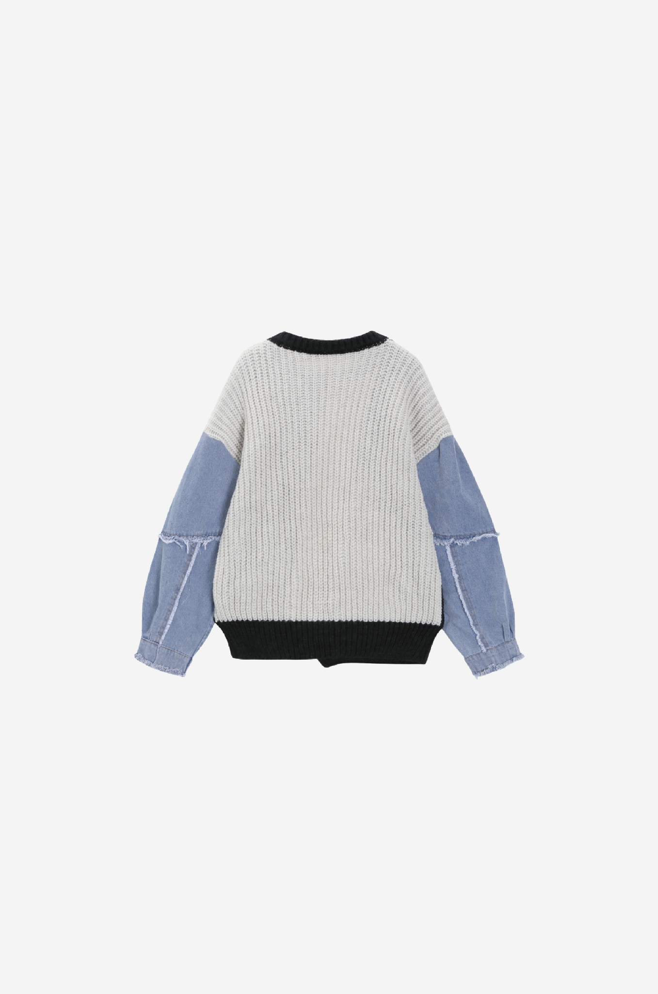 Denim Patchwork Pullover Sweater