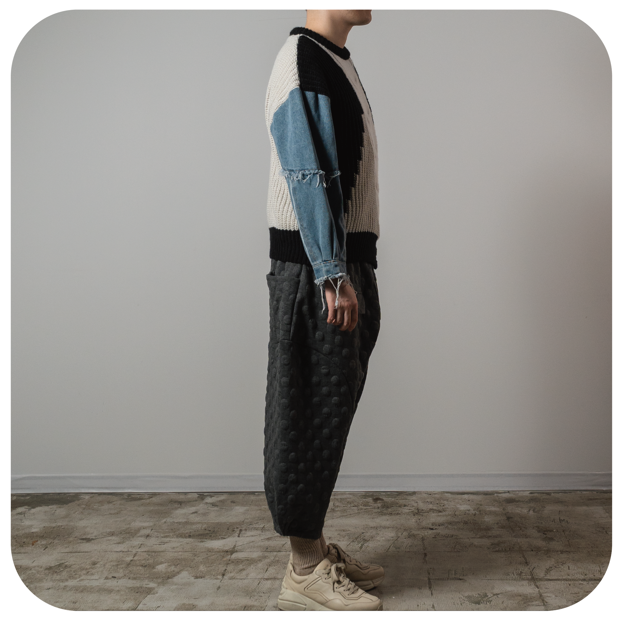 Denim Patchwork Pullover Sweater