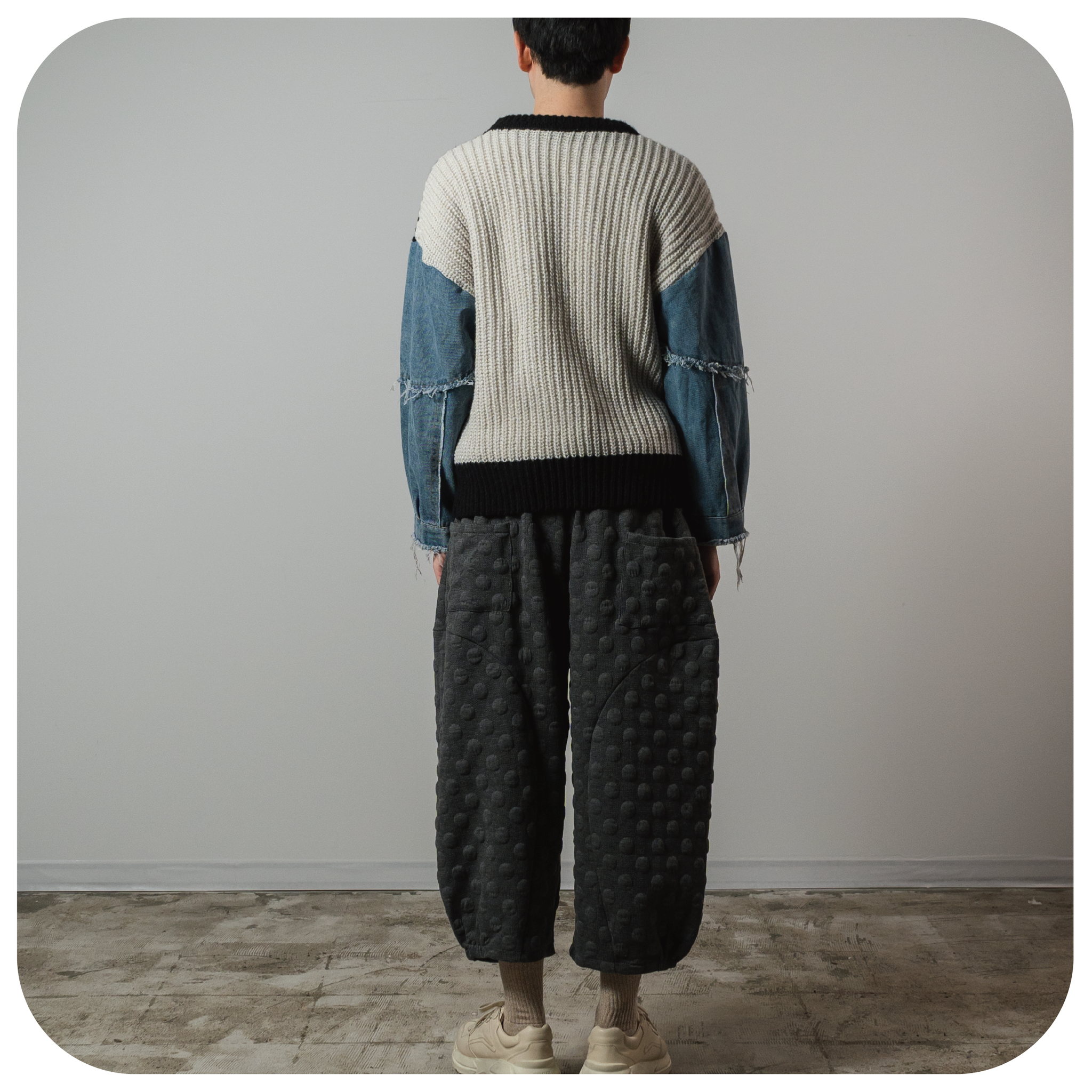 Denim Patchwork Pullover Sweater