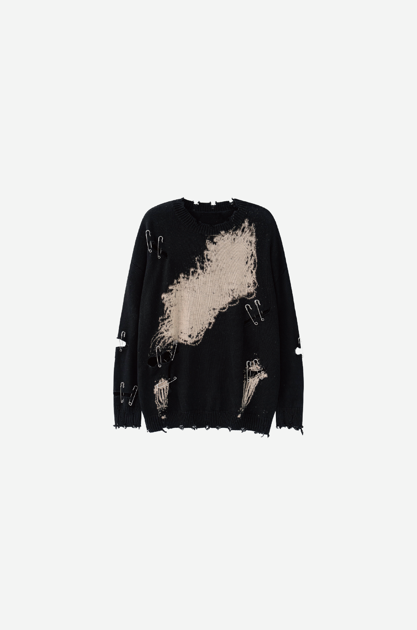 Pin Decorate Broken Sweater