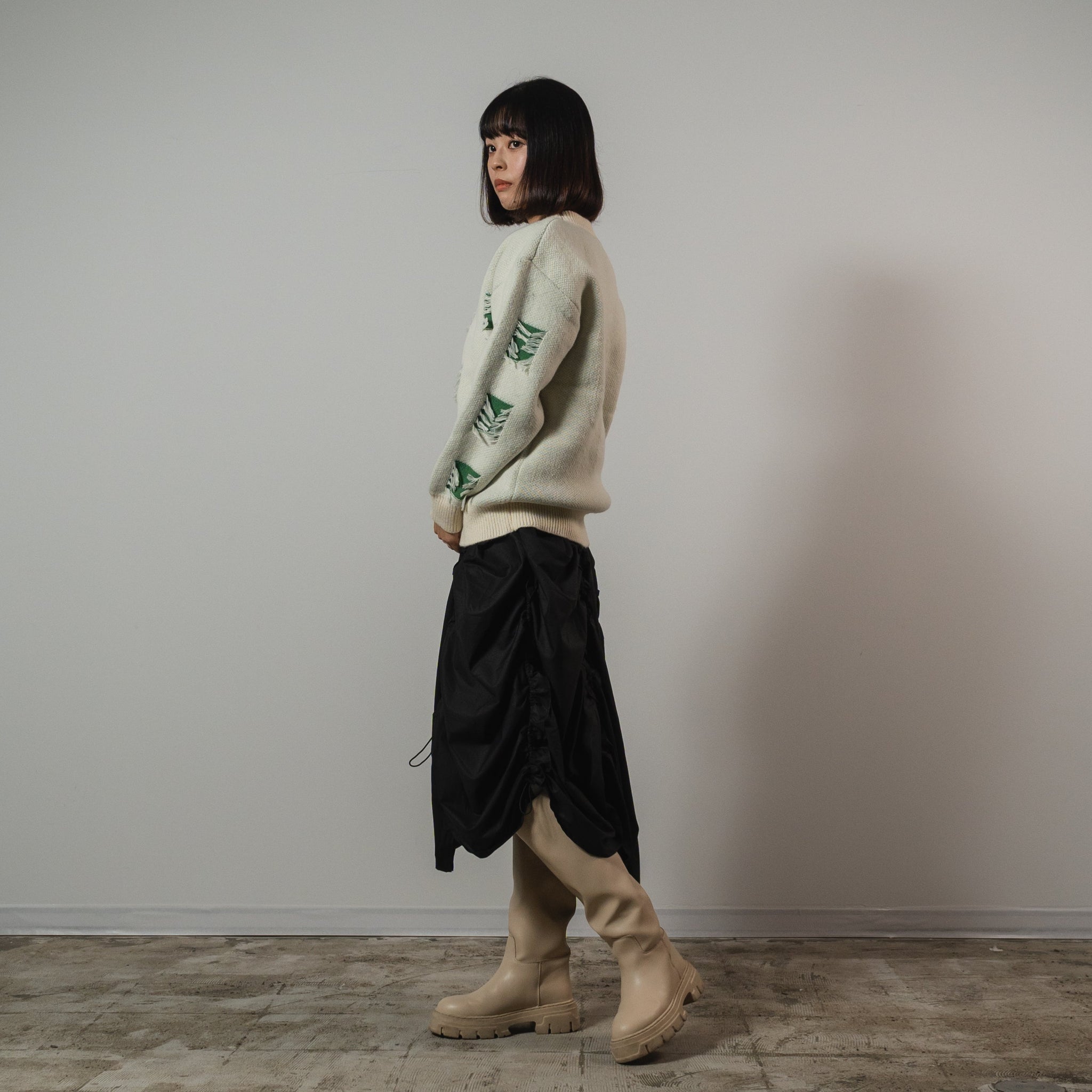 Block Broken Tassel Knit