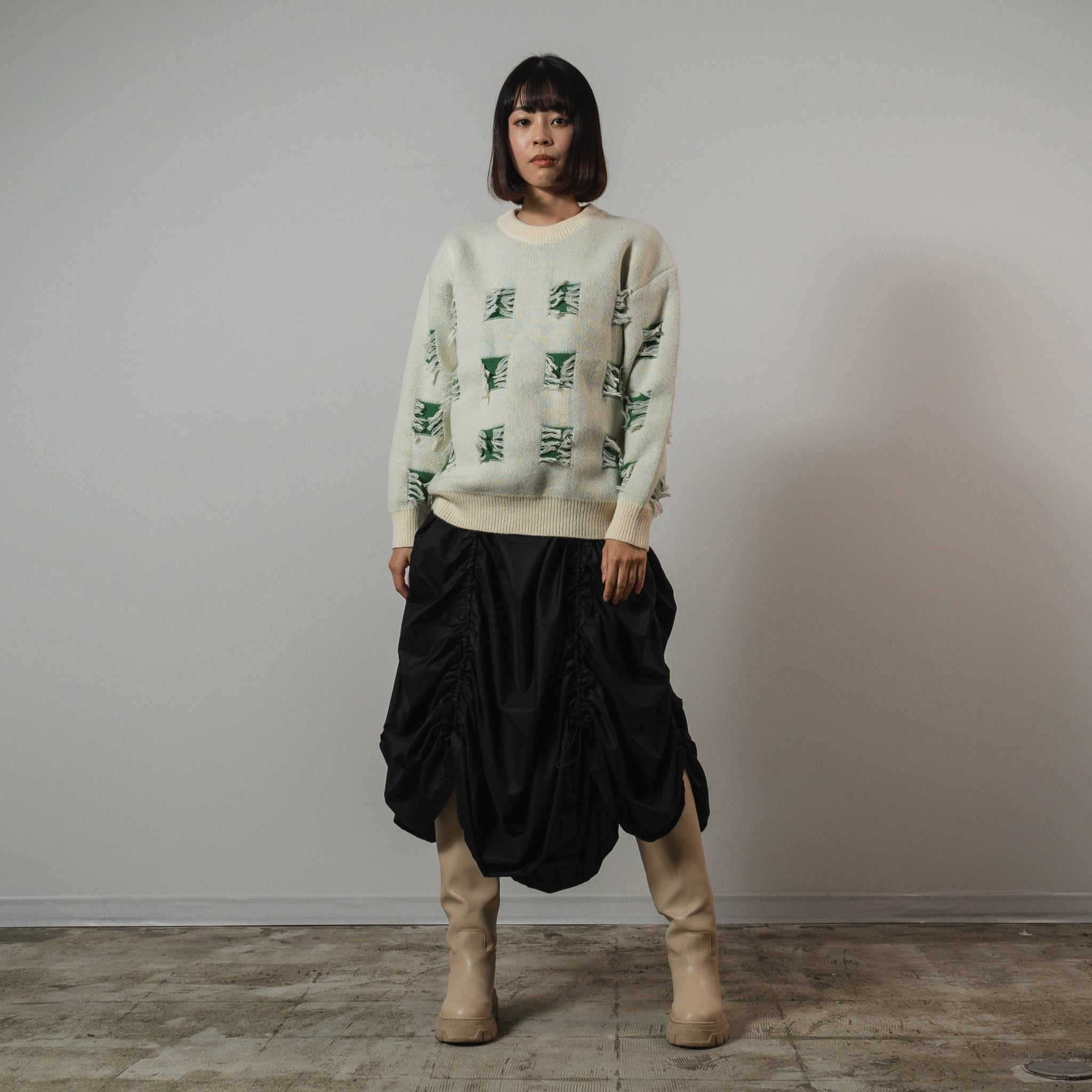 Block Broken Tassel Knit