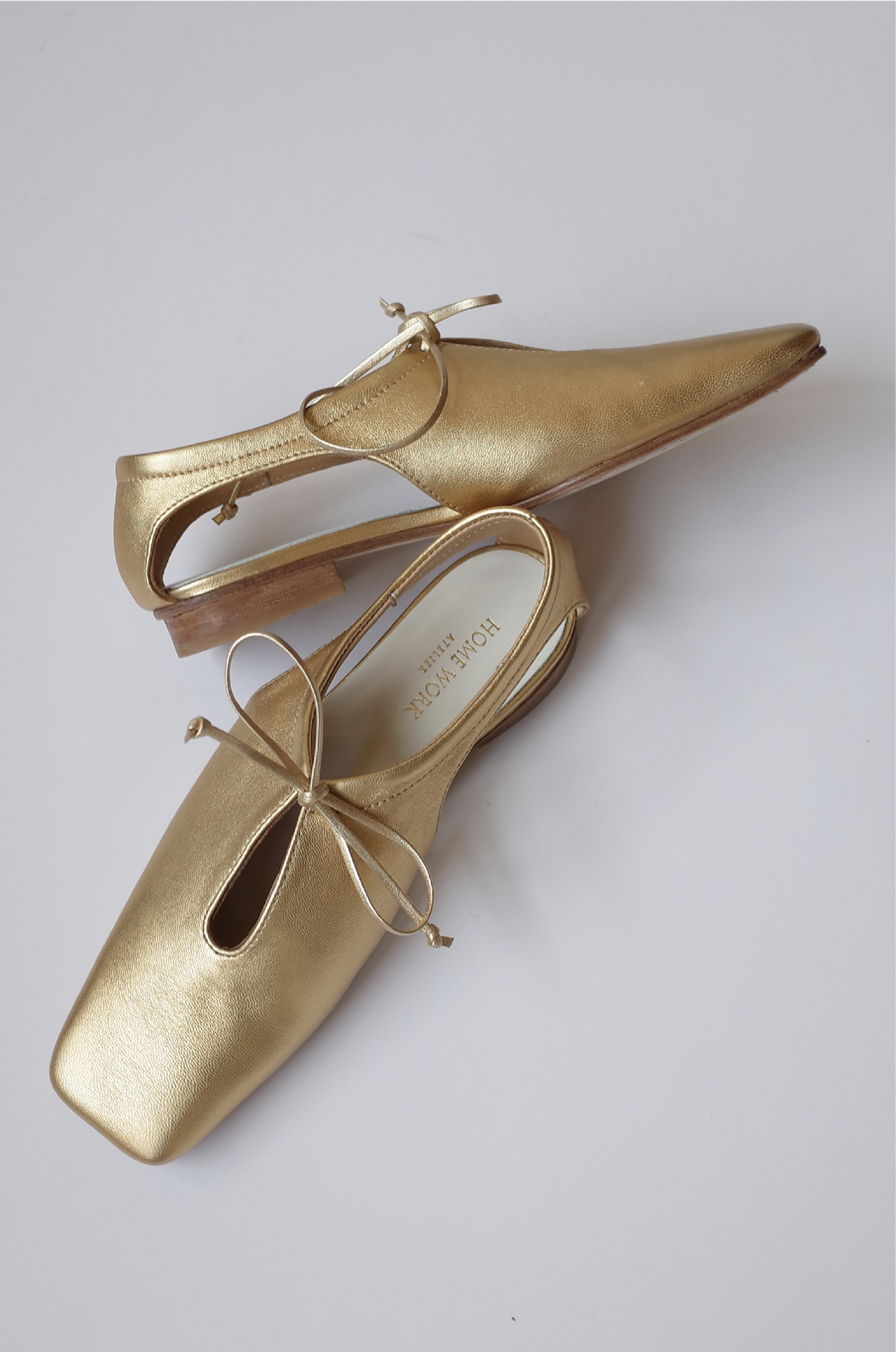 靴 Craftsman Made Leather100% Flat Shoes Craftsman Made Leather100% Flat Shoes (Silver&Gold