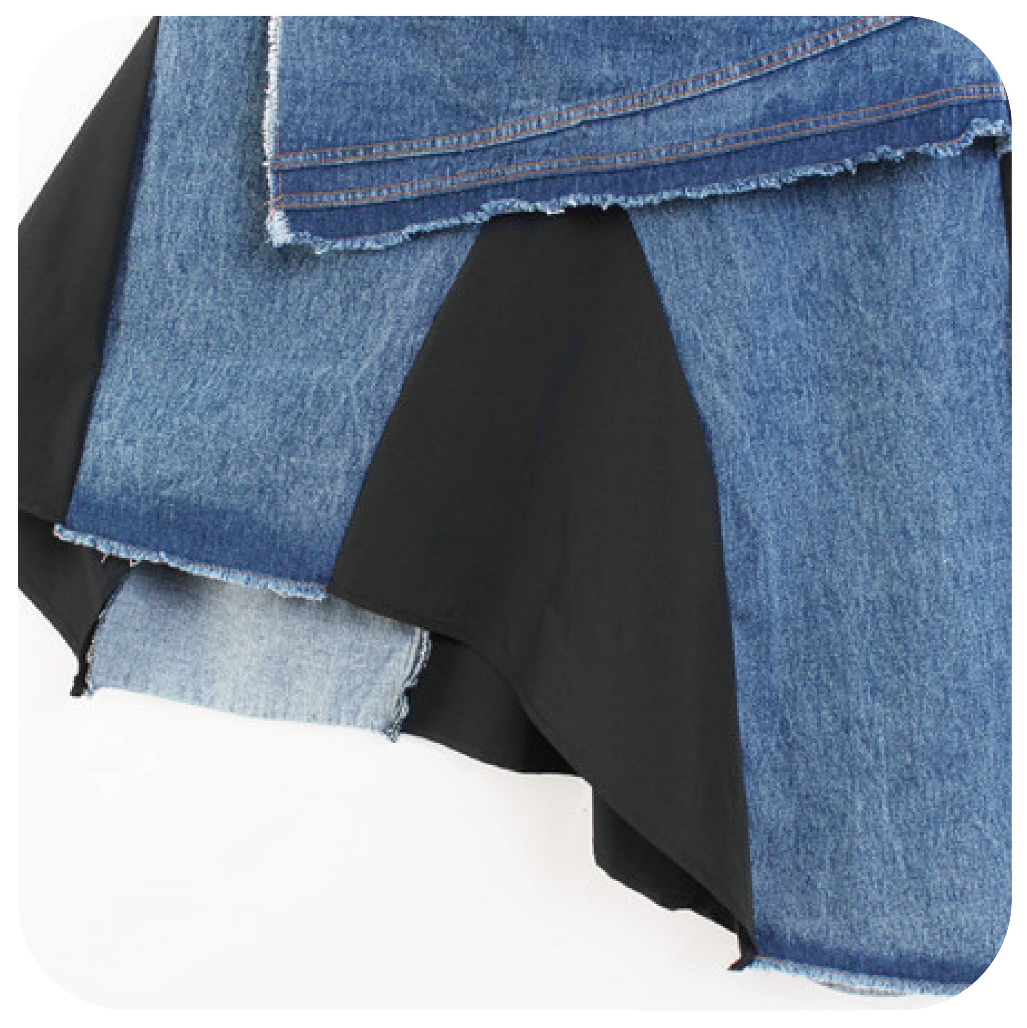 Asymmetry Denim Patch Skirt