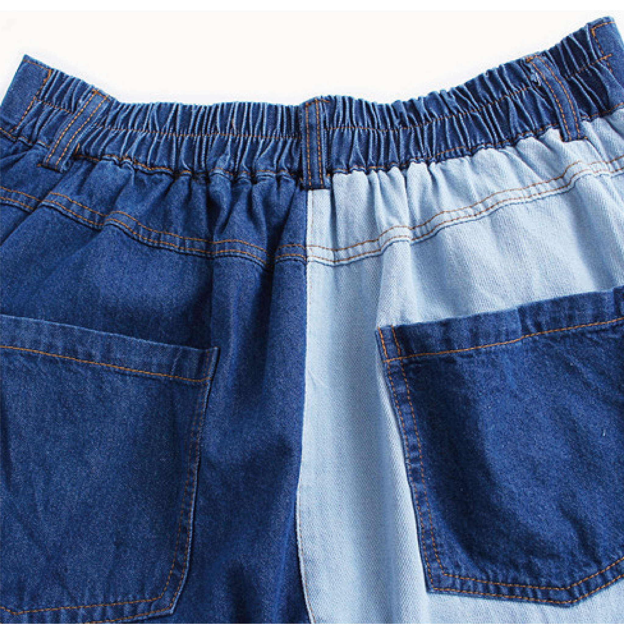 Cloth Patch Denim Skirt