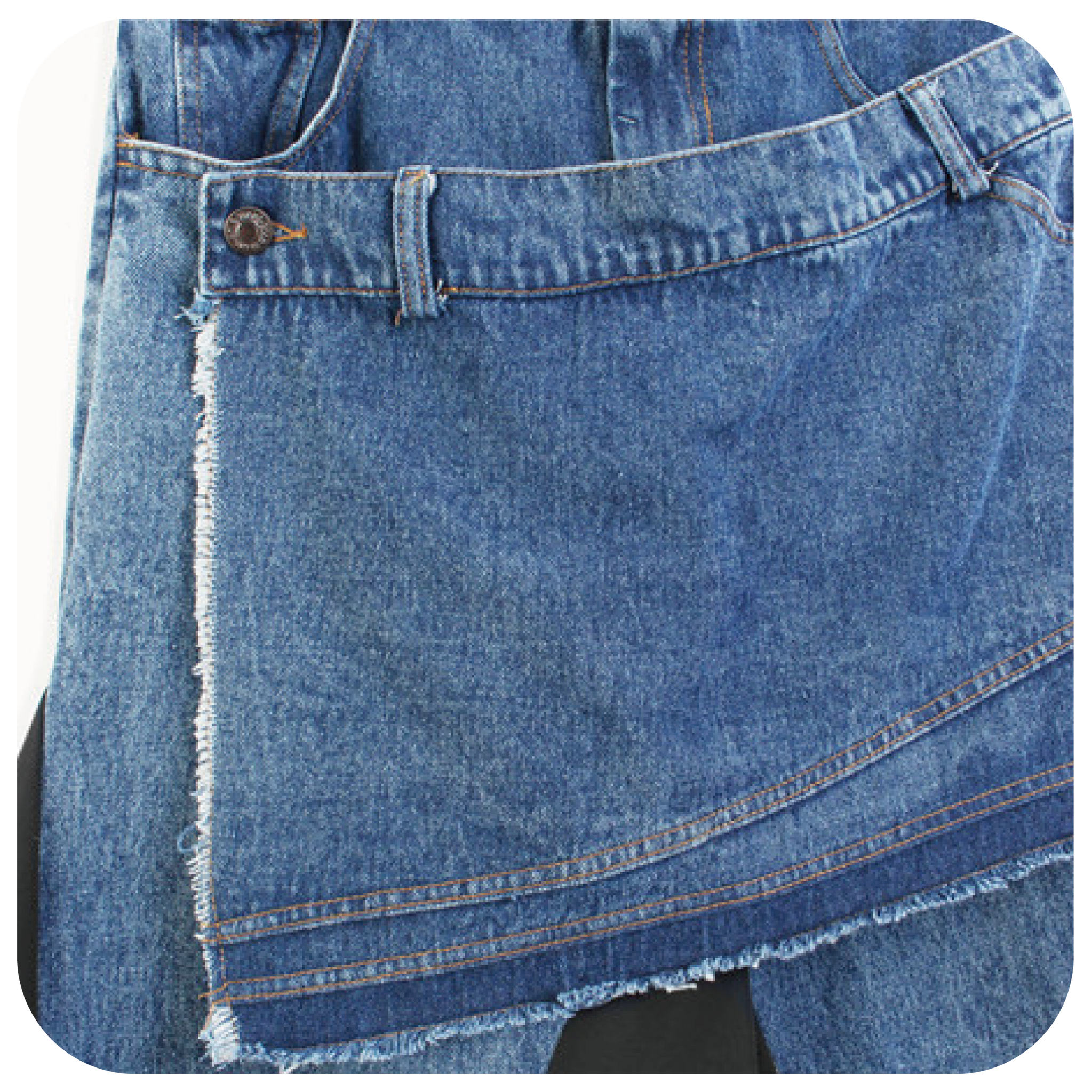 Asymmetry Denim Patch Skirt