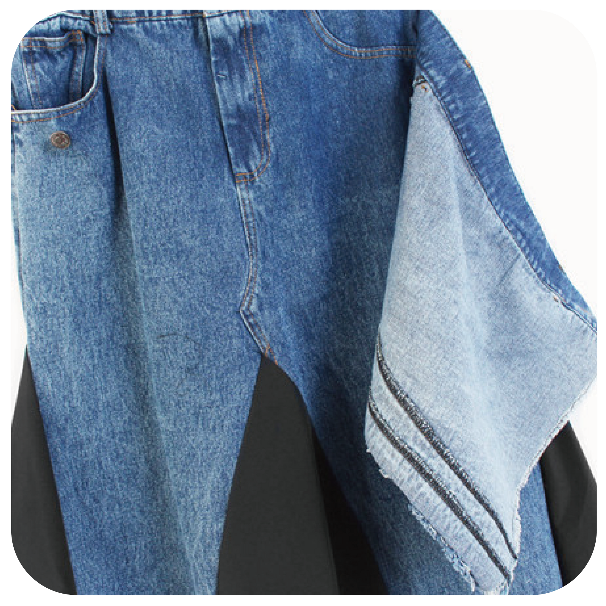 Asymmetry Denim Patch Skirt