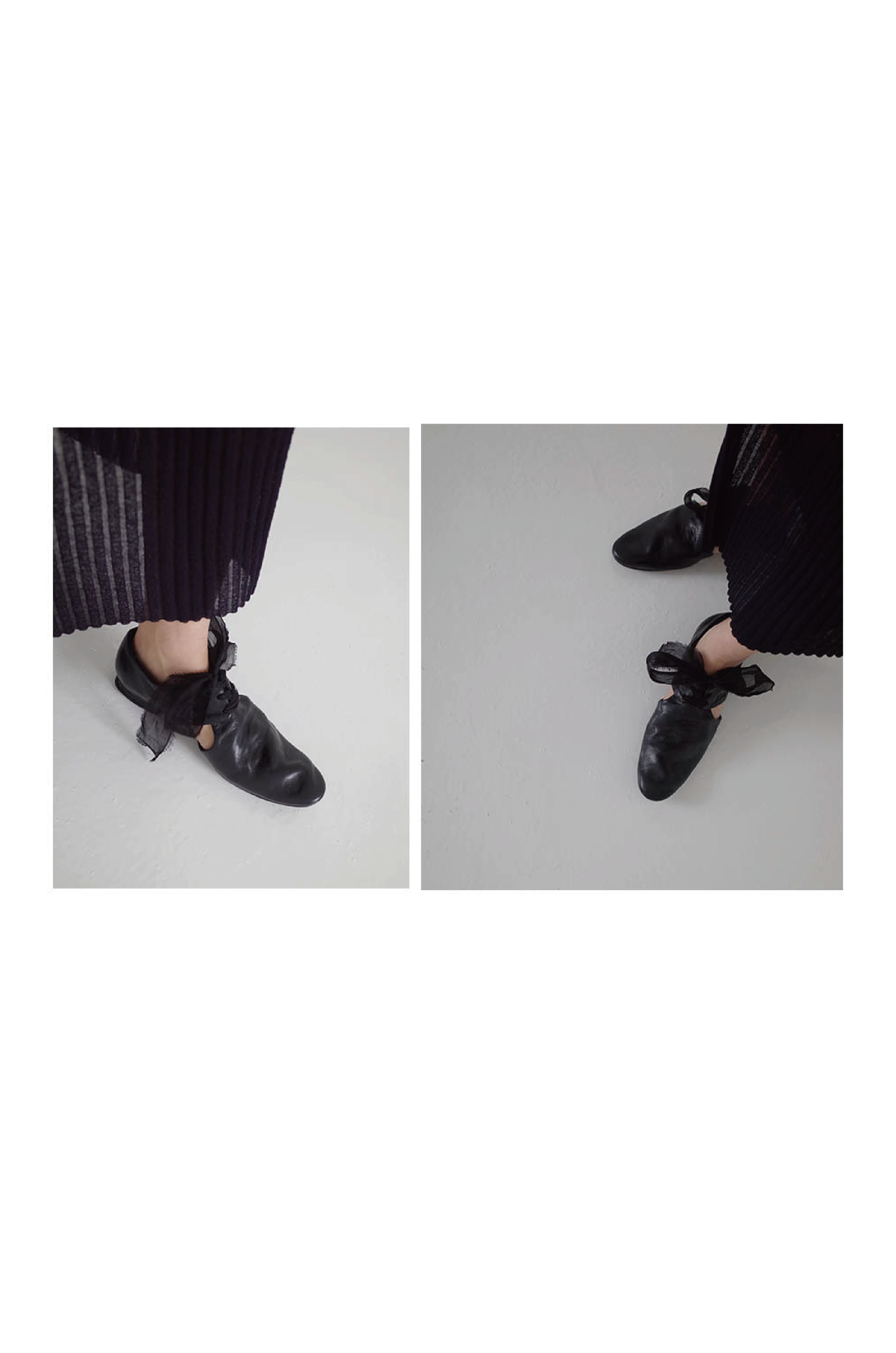 【在庫ある限り：サイズ36残り1点,50%OFF】Craftsman Made Leather100% Ribbon Flats (Black)