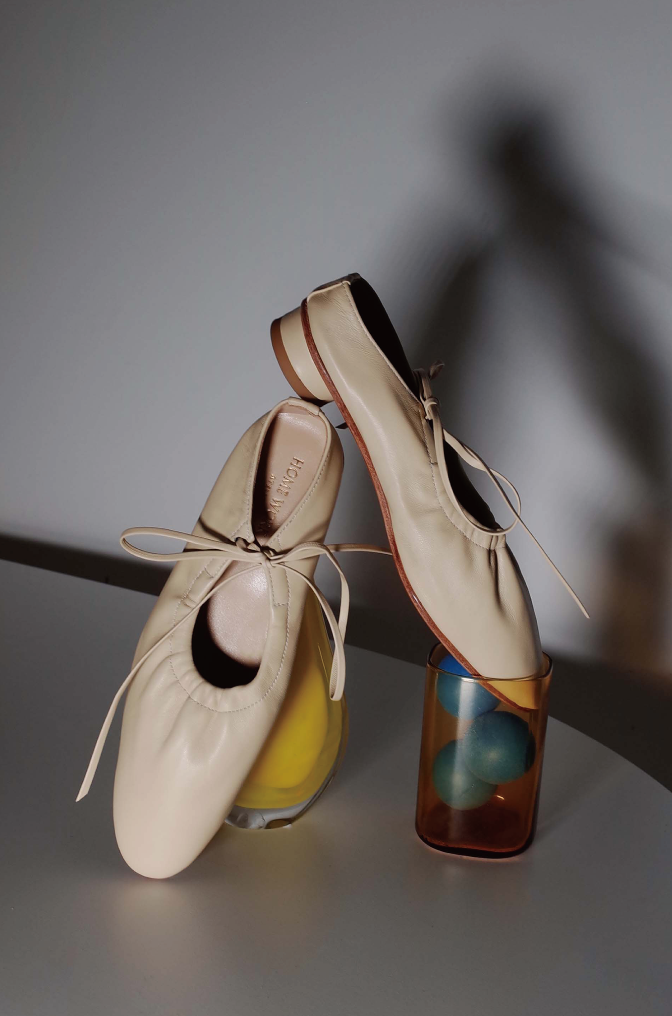 【在庫ある限り：サイズ36,39残り1点,50%OFF】Craftsman Made Leather100% Ballet Shoes (Naples Yellow)