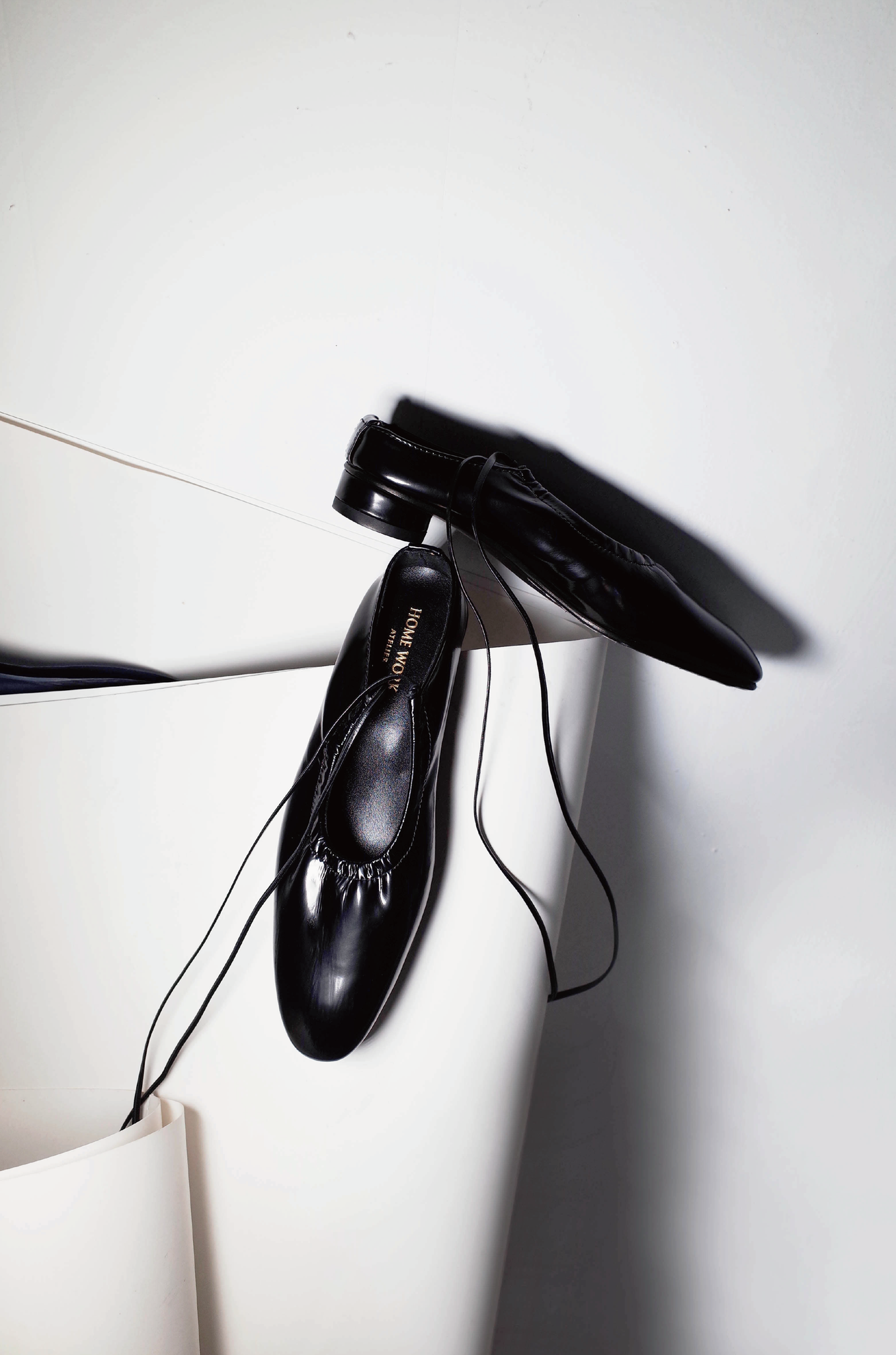【在庫ある限り：サイズ34~35残り1-2点,50%OFF】Craftsman Made Leather100% Ballet Shoes (Black)