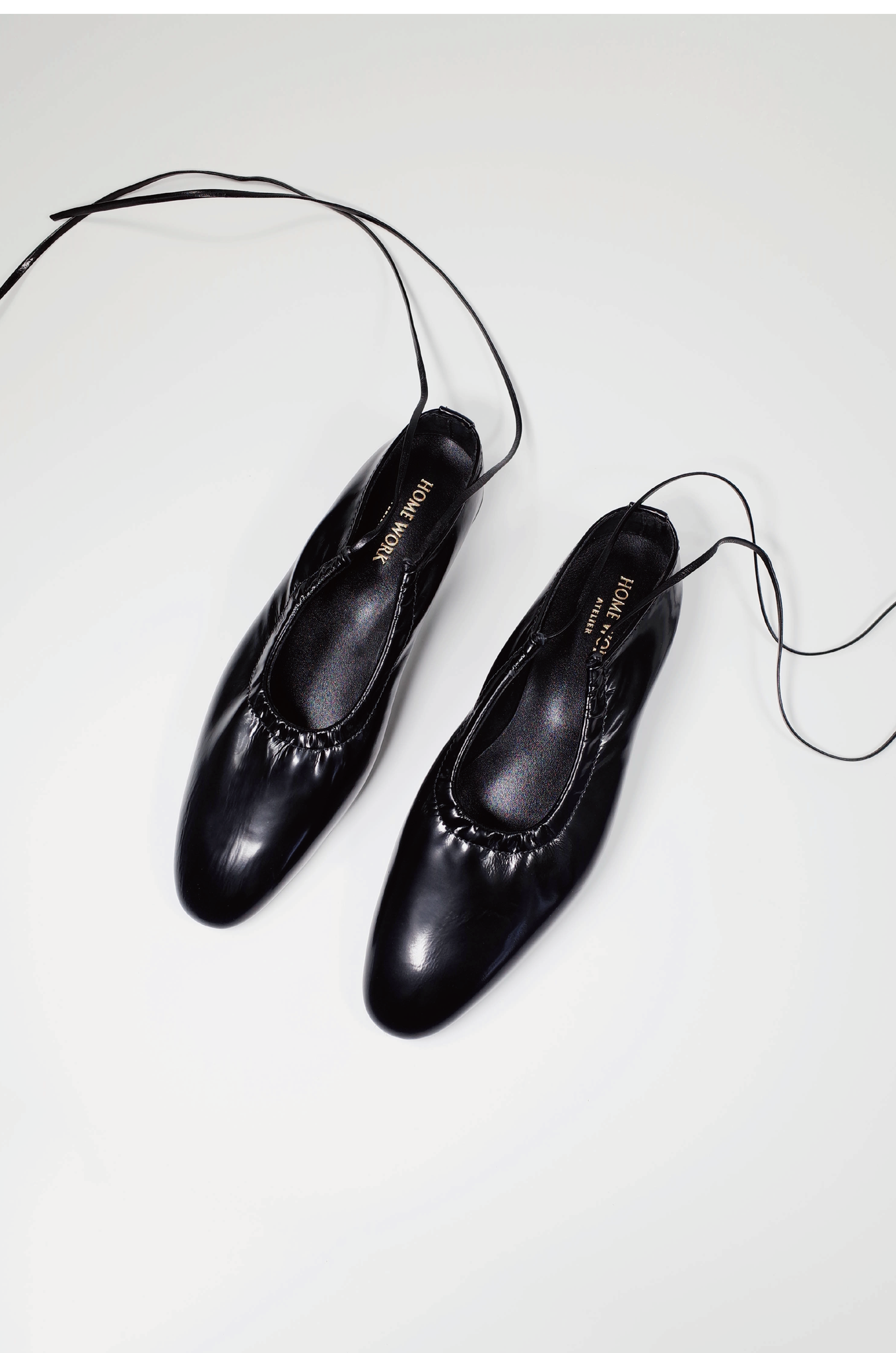 【在庫ある限り：サイズ34~35残り1-2点,50%OFF】Craftsman Made Leather100% Ballet Shoes (Black)